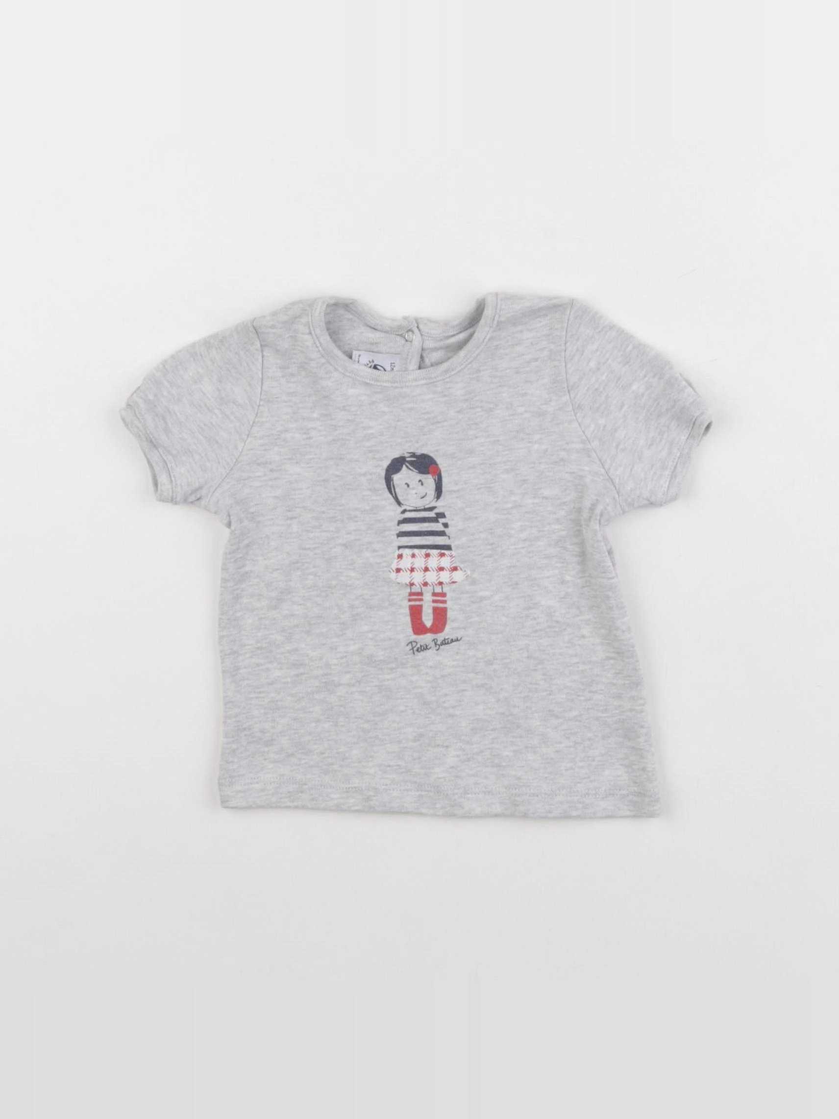 Petit Bateau - tee-shirt gris - 12 mois