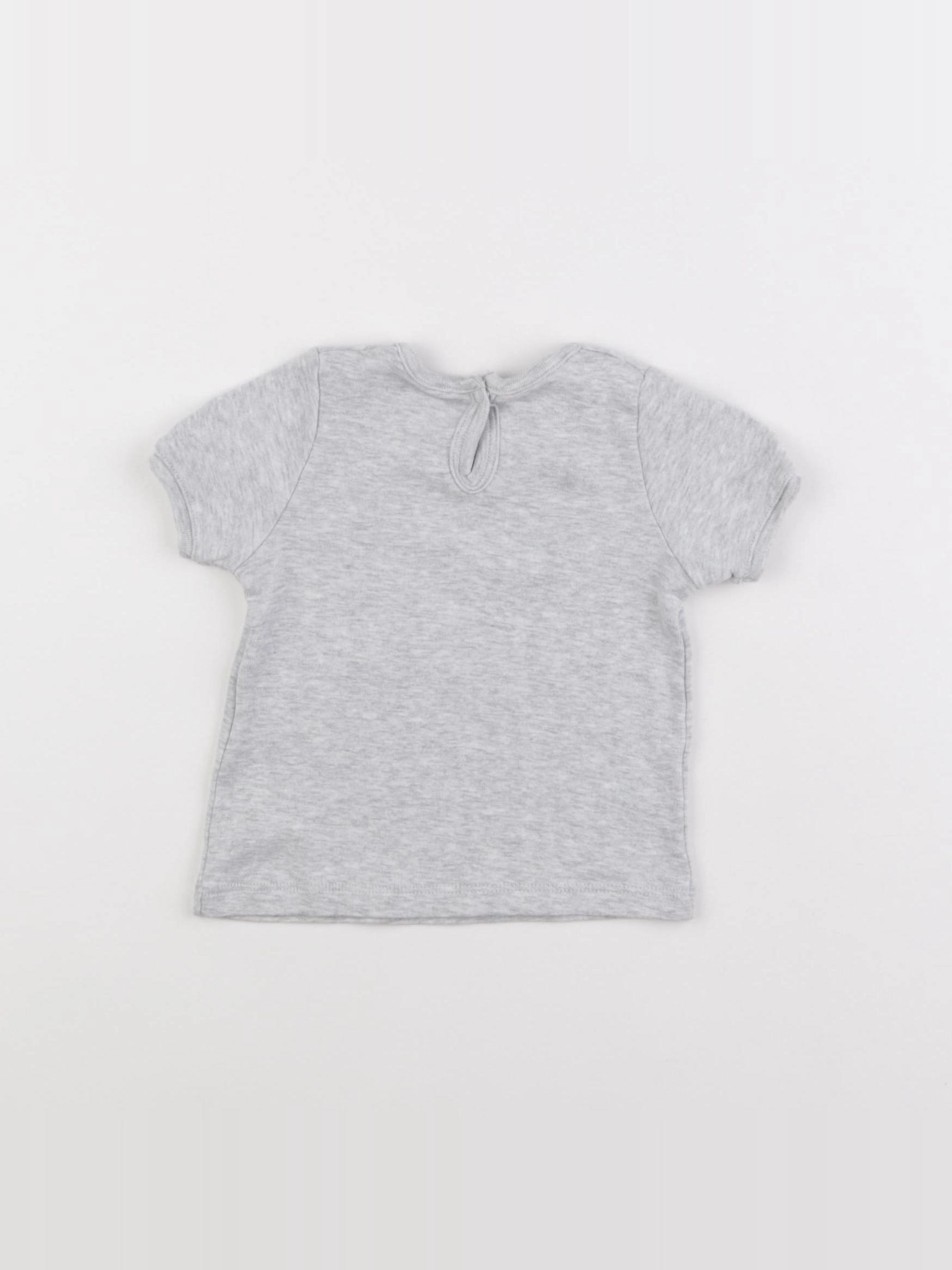 Petit Bateau - tee-shirt gris - 12 mois
