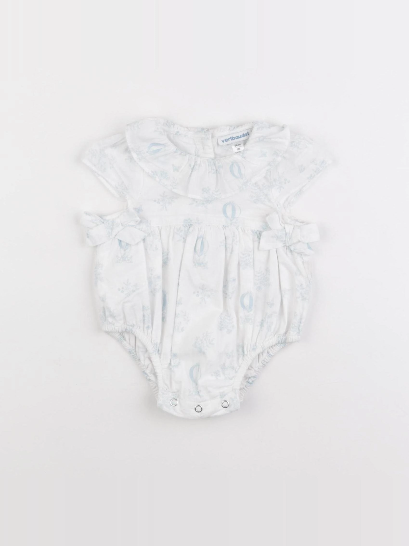 Vertbaudet - combinaison bleu, blanc - 1 mois
