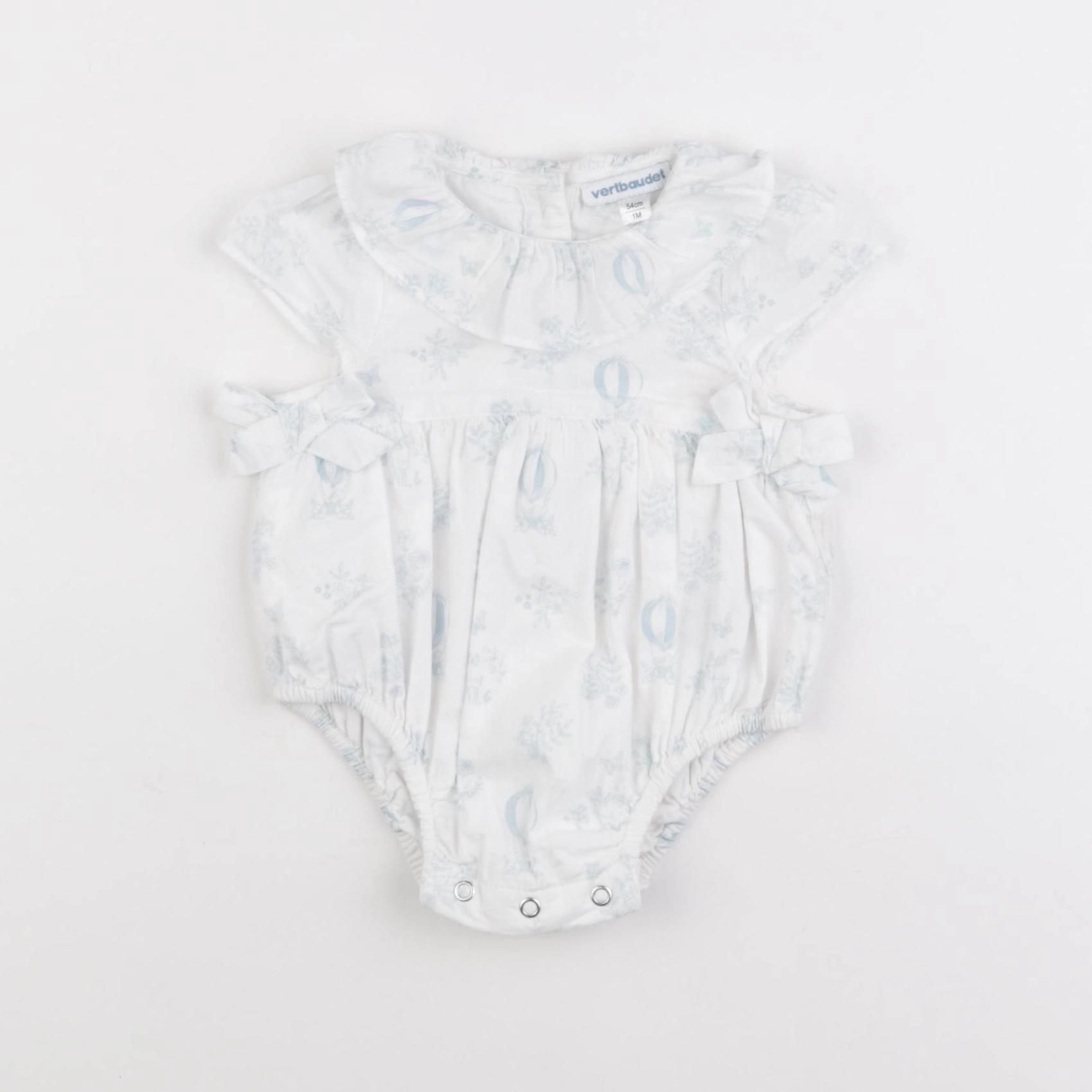 Vertbaudet - combinaison bleu, blanc - 1 mois