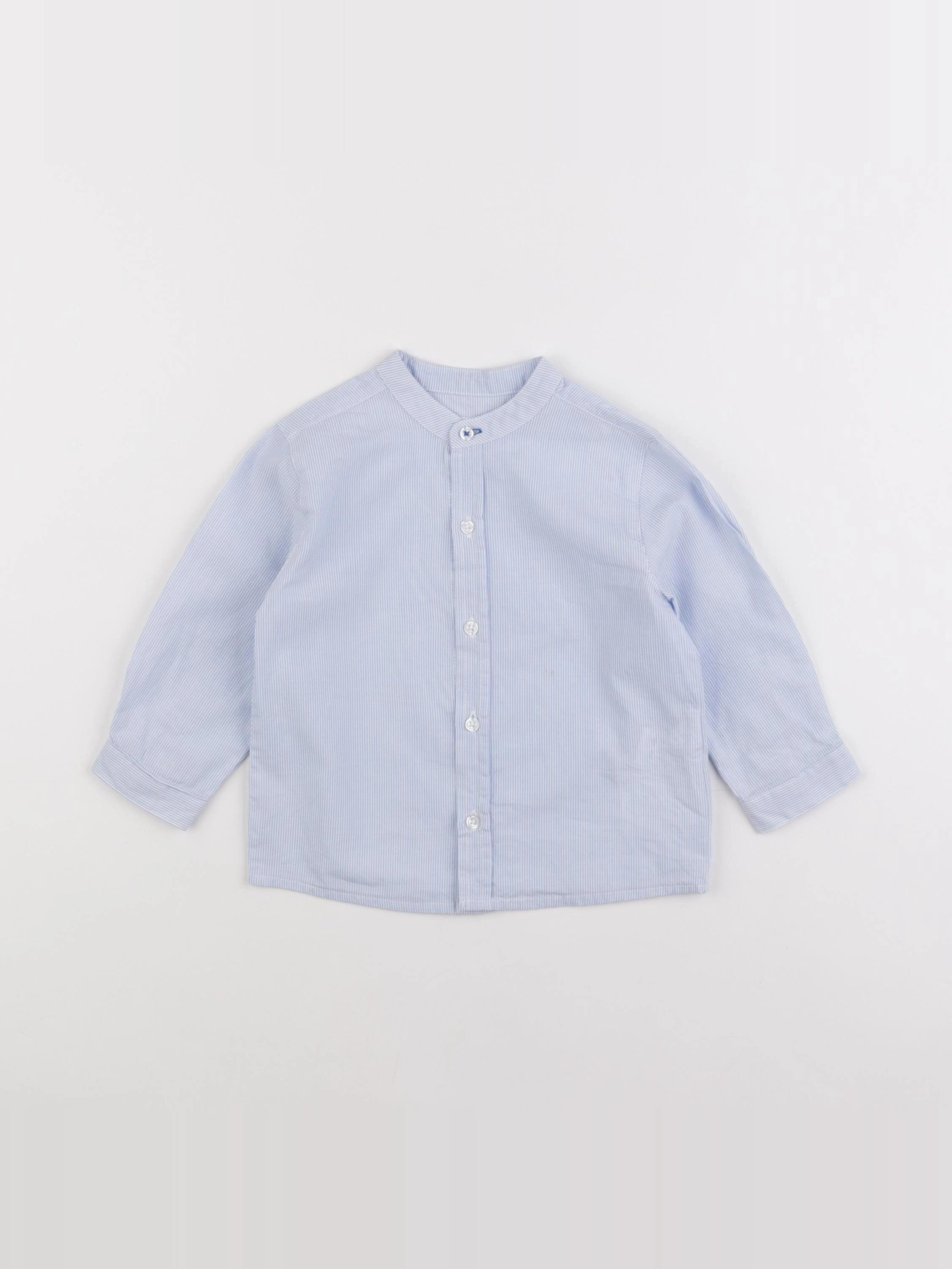 Boutchou - chemise blanc, bleu - 12 mois