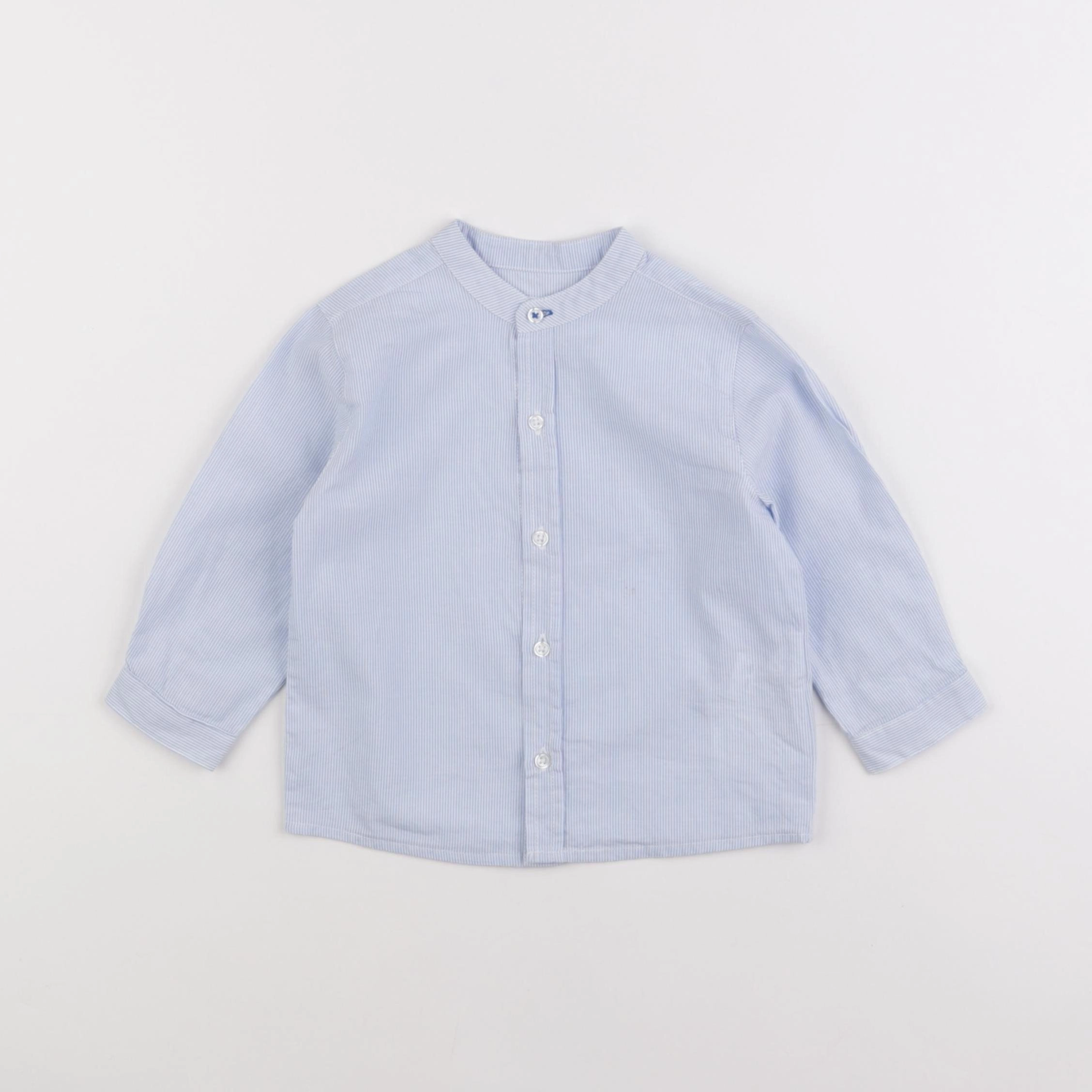 Boutchou - chemise blanc, bleu - 12 mois