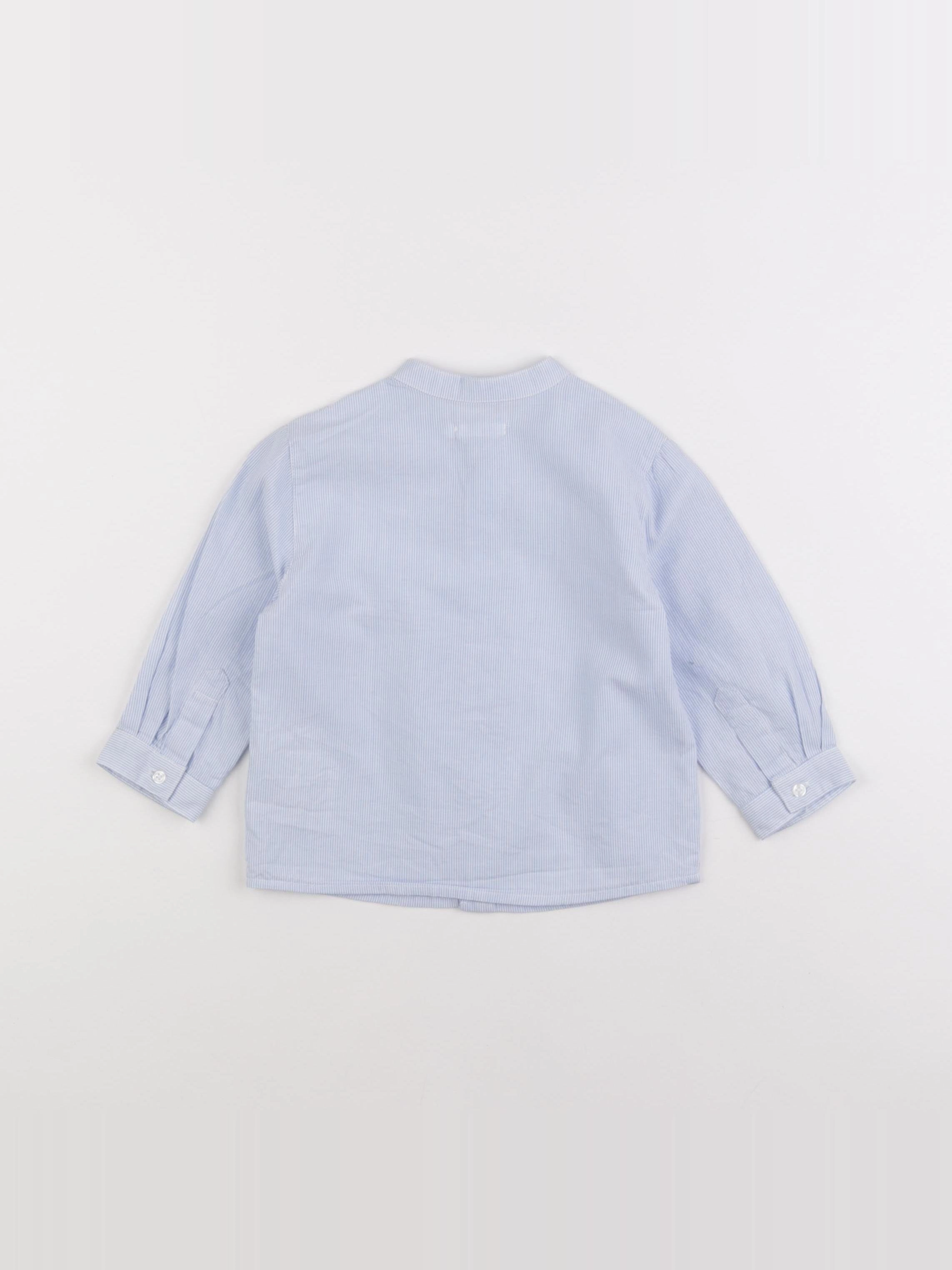 Boutchou - chemise blanc, bleu - 12 mois