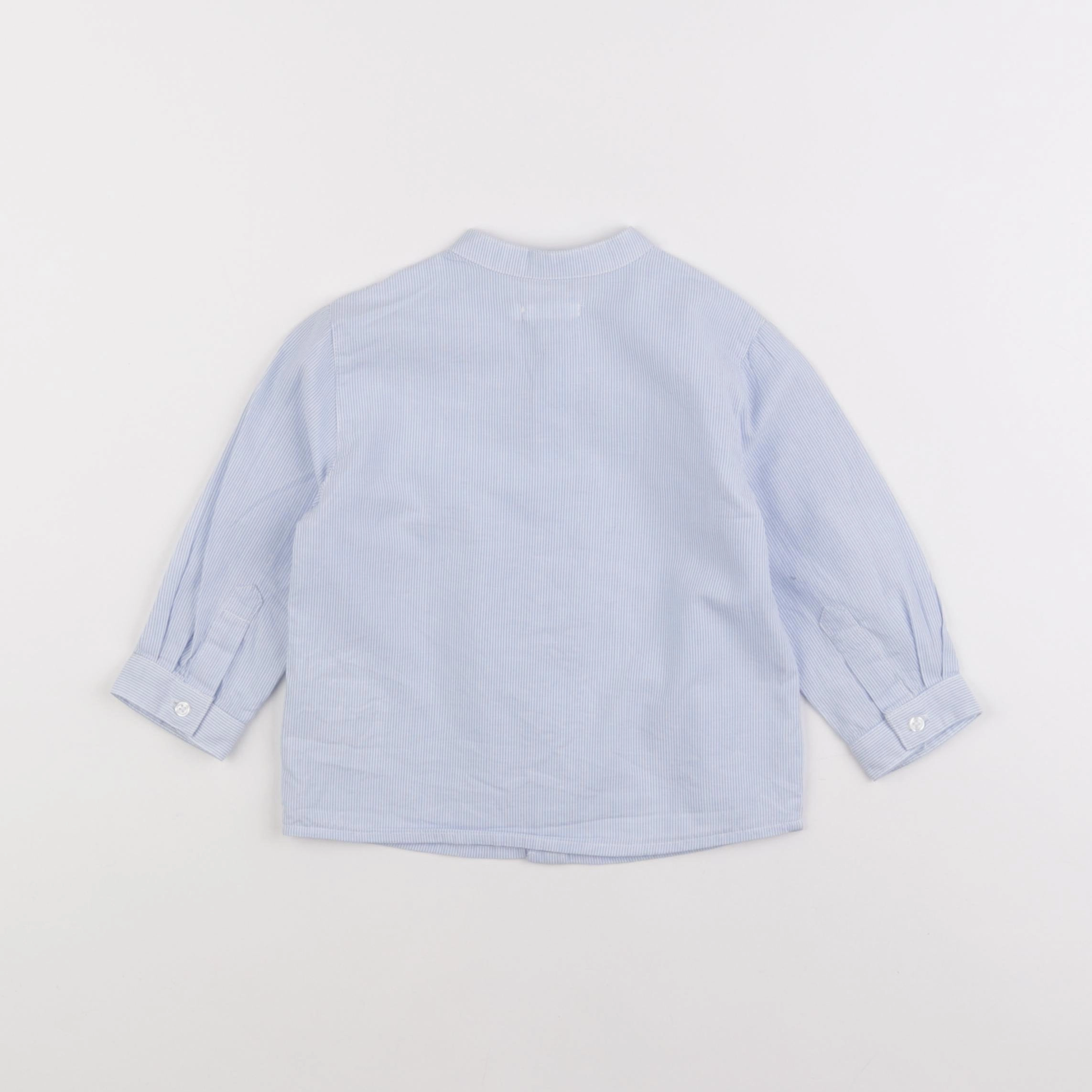 Boutchou - chemise blanc, bleu - 12 mois
