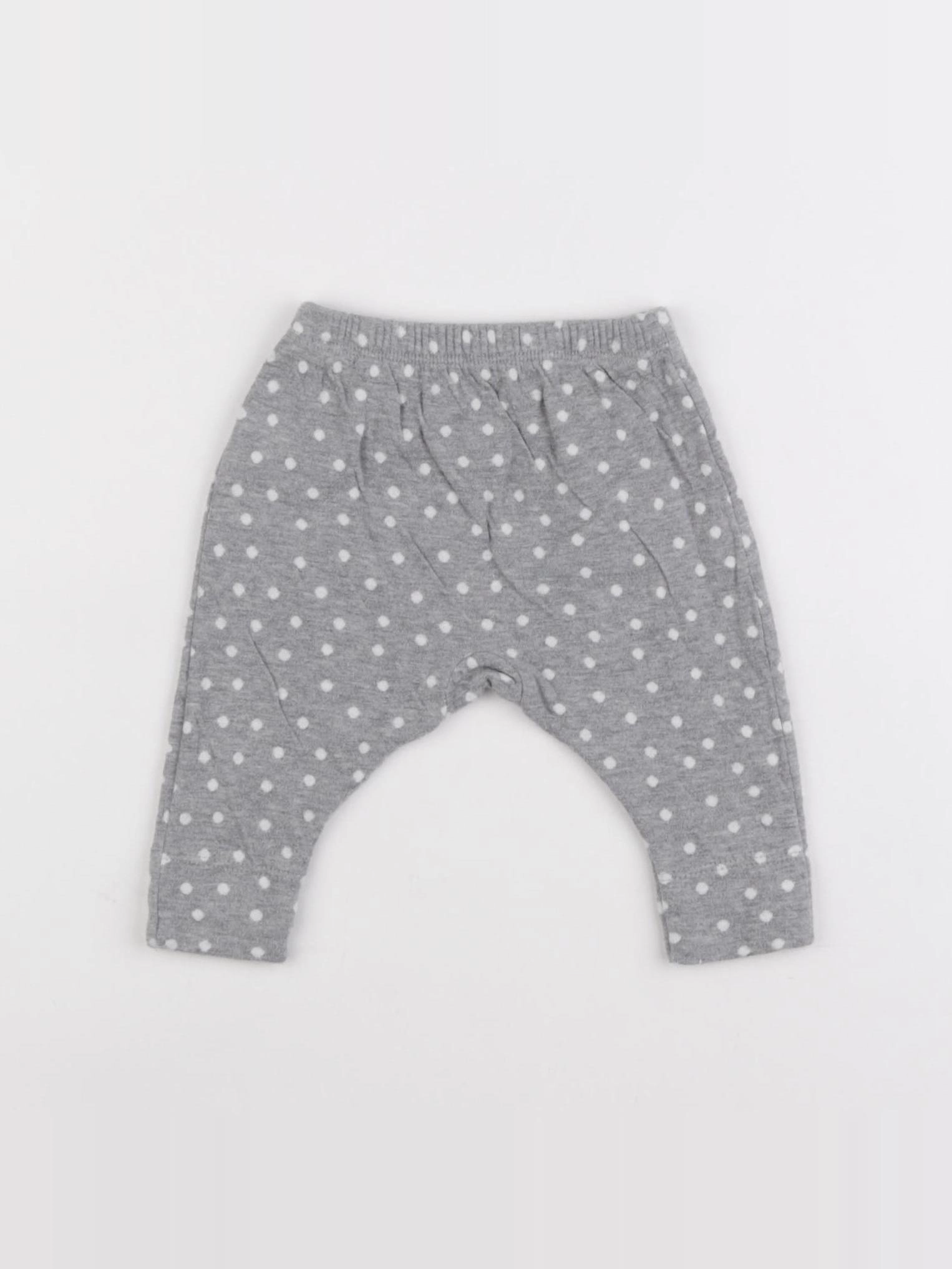 Petit Bateau - sarouel gris, blanc - 3 mois