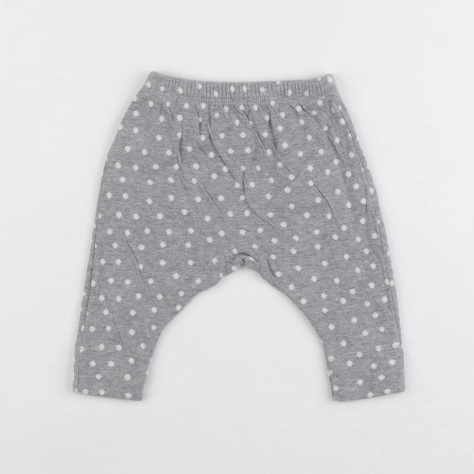 Petit Bateau - sarouel gris, blanc - 3 mois