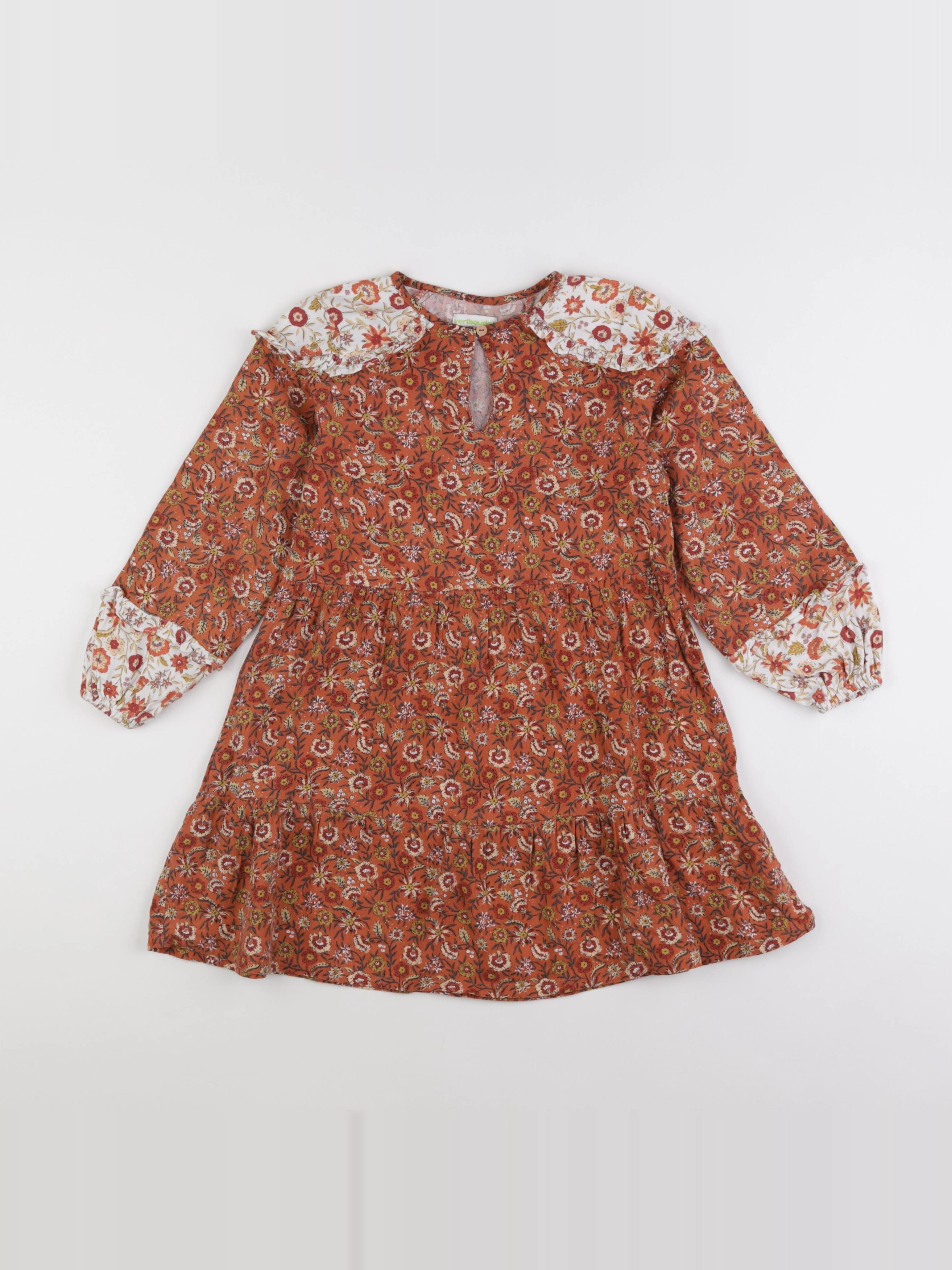 Vertbaudet - robe orange - 8 ans