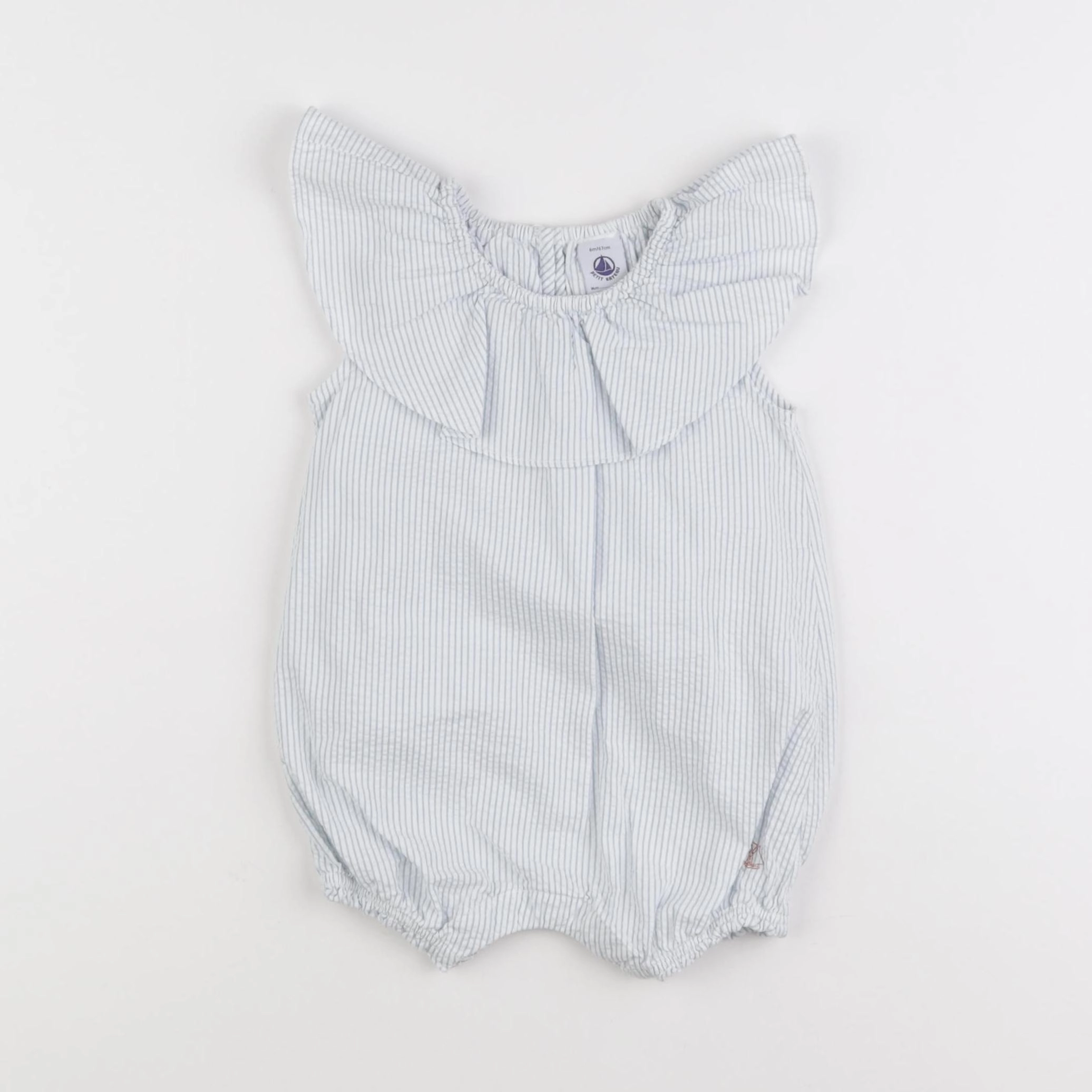 Petit Bateau - combinaison blanc, bleu - 6 mois