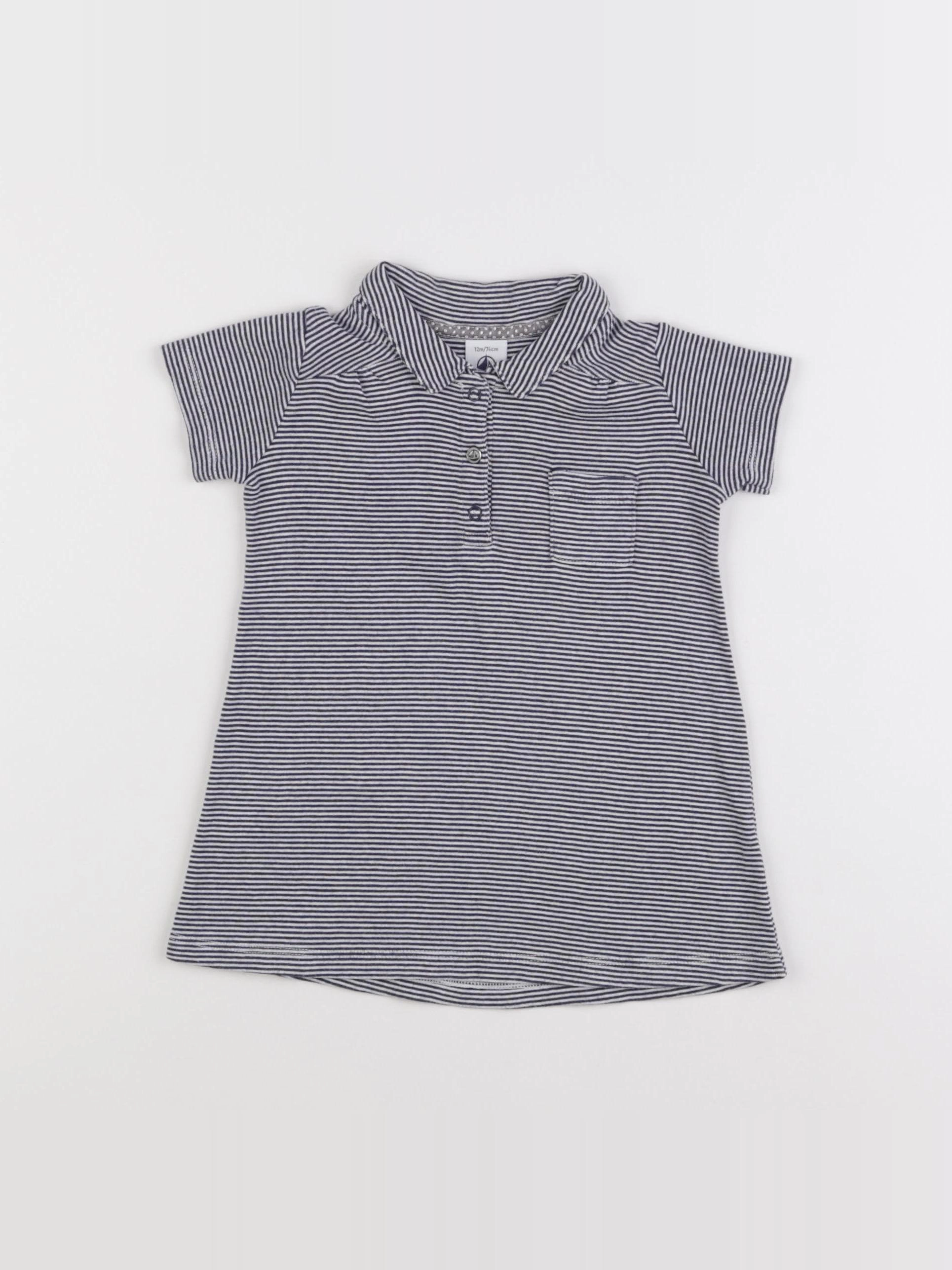 Petit Bateau - robe bleu - 12 mois