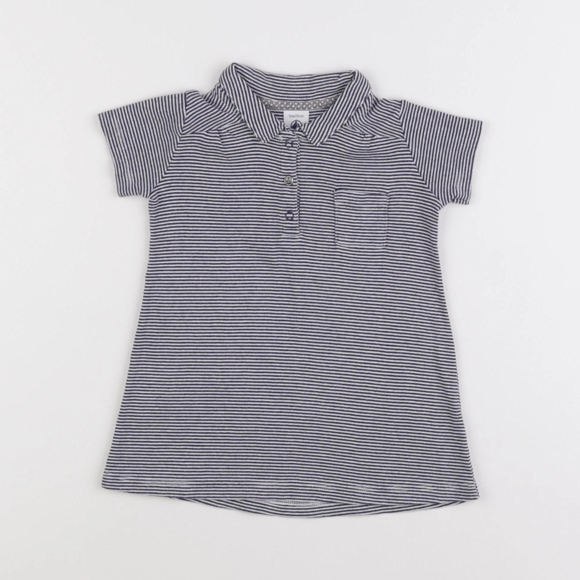Petit Bateau - robe bleu - 12 mois