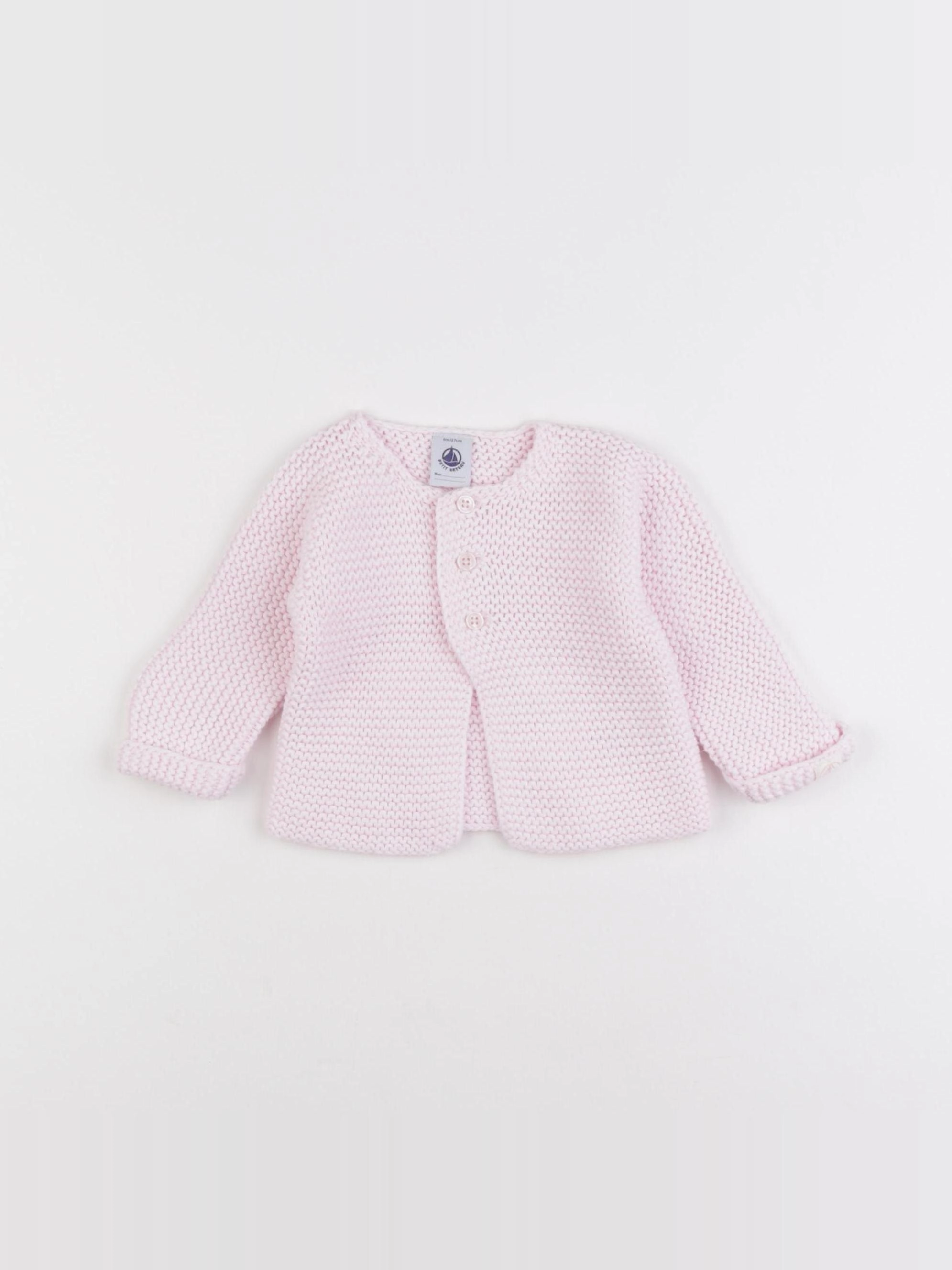 Petit Bateau - gilet rose - 6 mois