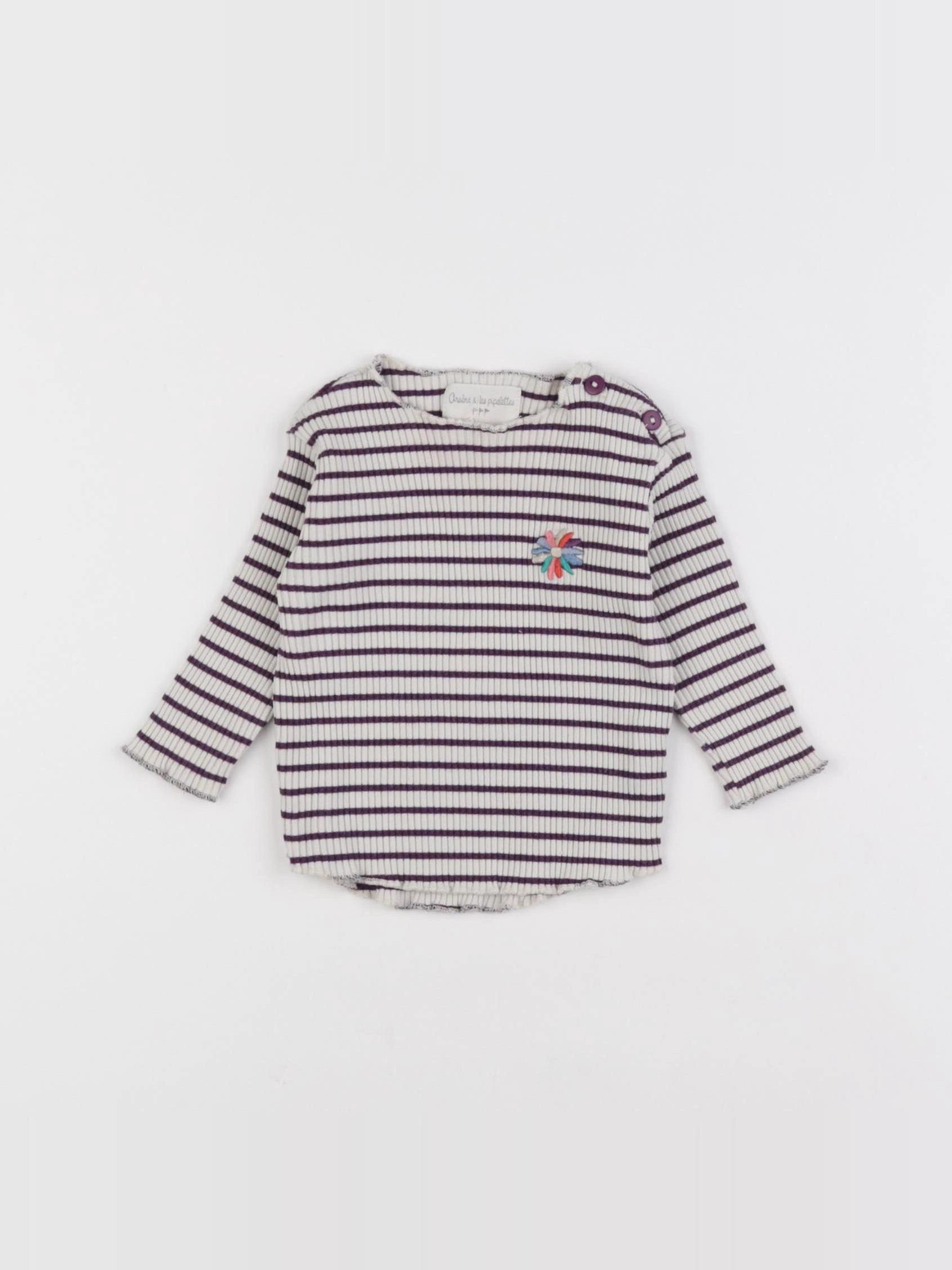 Arsène et les pipelettes - tee-shirt beige, violet - 6 mois