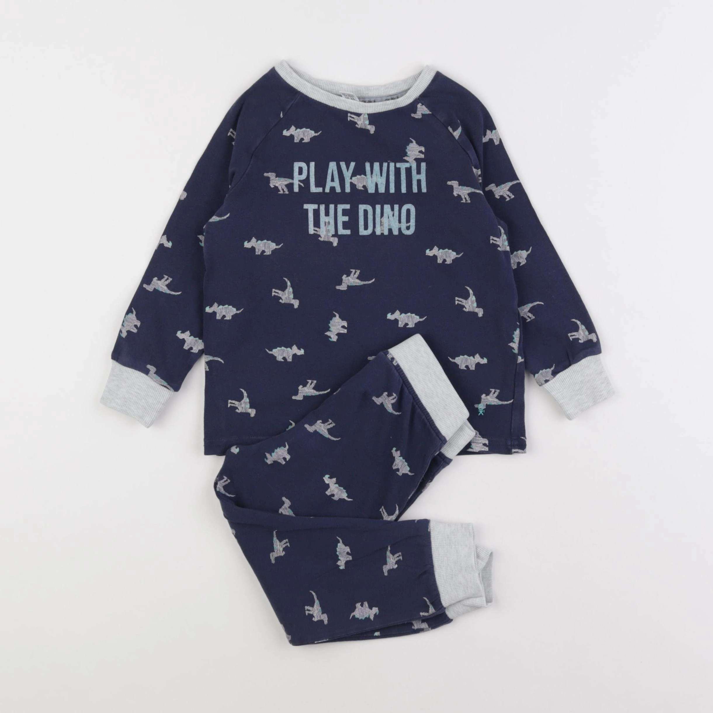 Okaidi - pyjama coton bleu, gris - 2 ans
