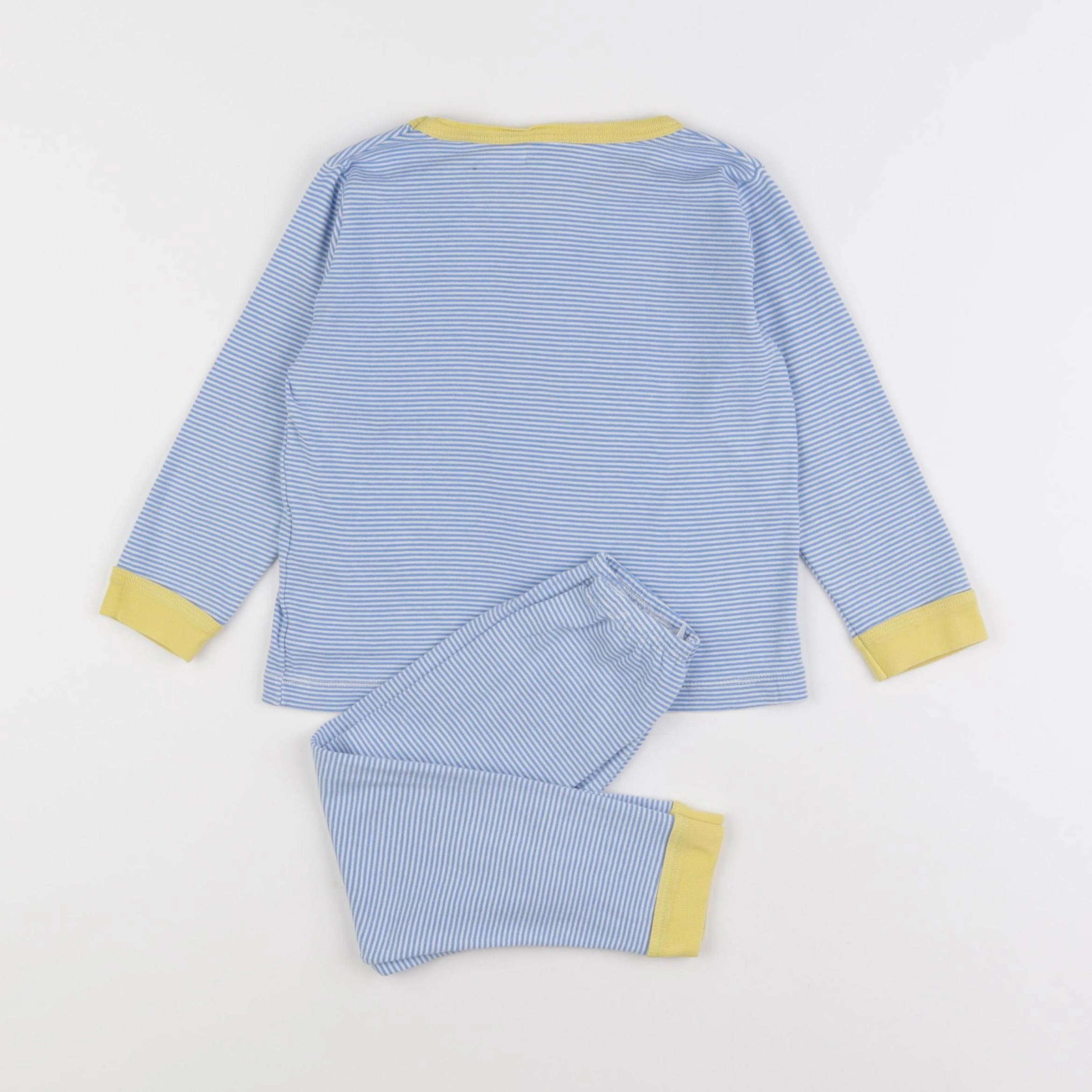 Petit Bateau - pyjama coton blanc, bleu - 2 ans