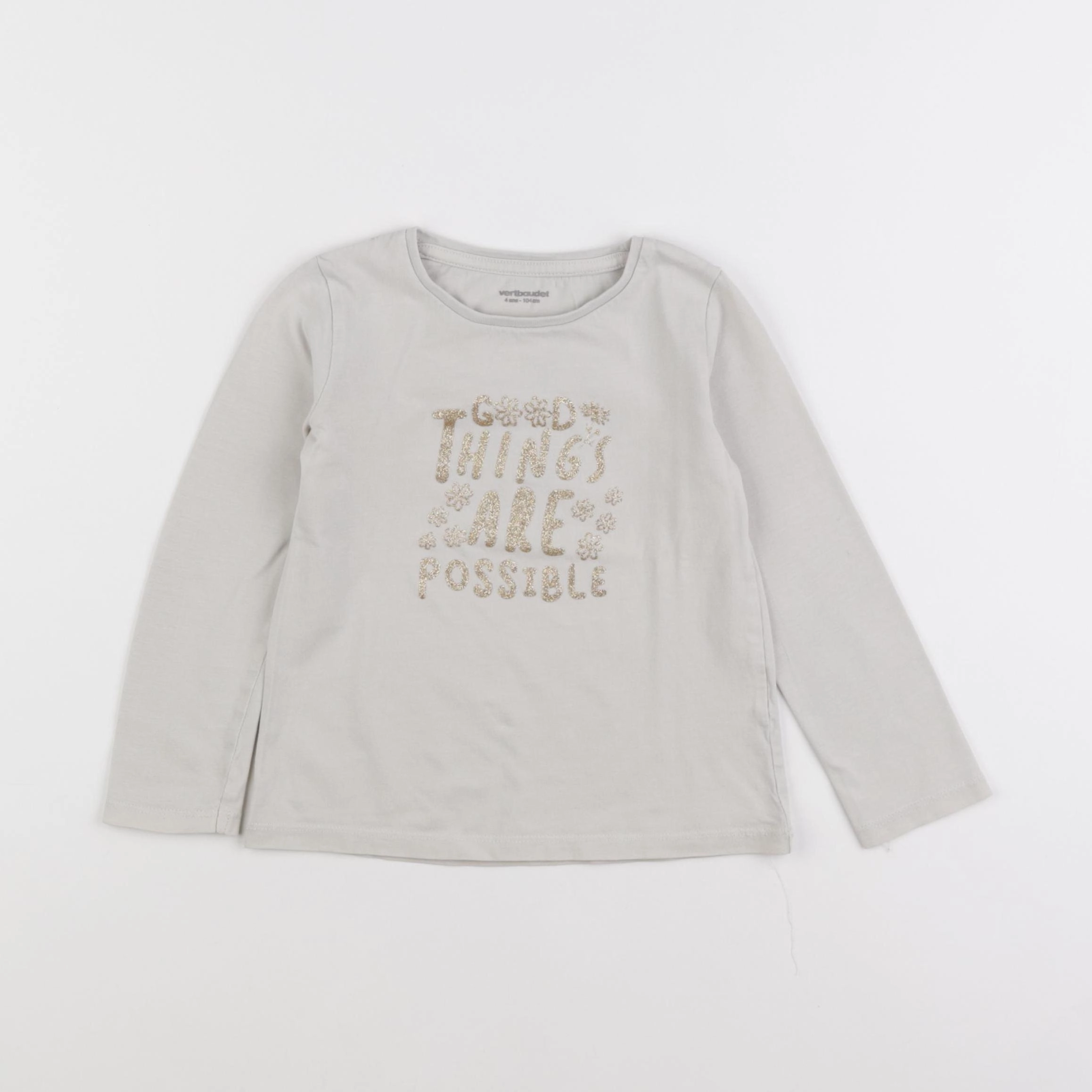 Vertbaudet - tee-shirt beige - 4 ans