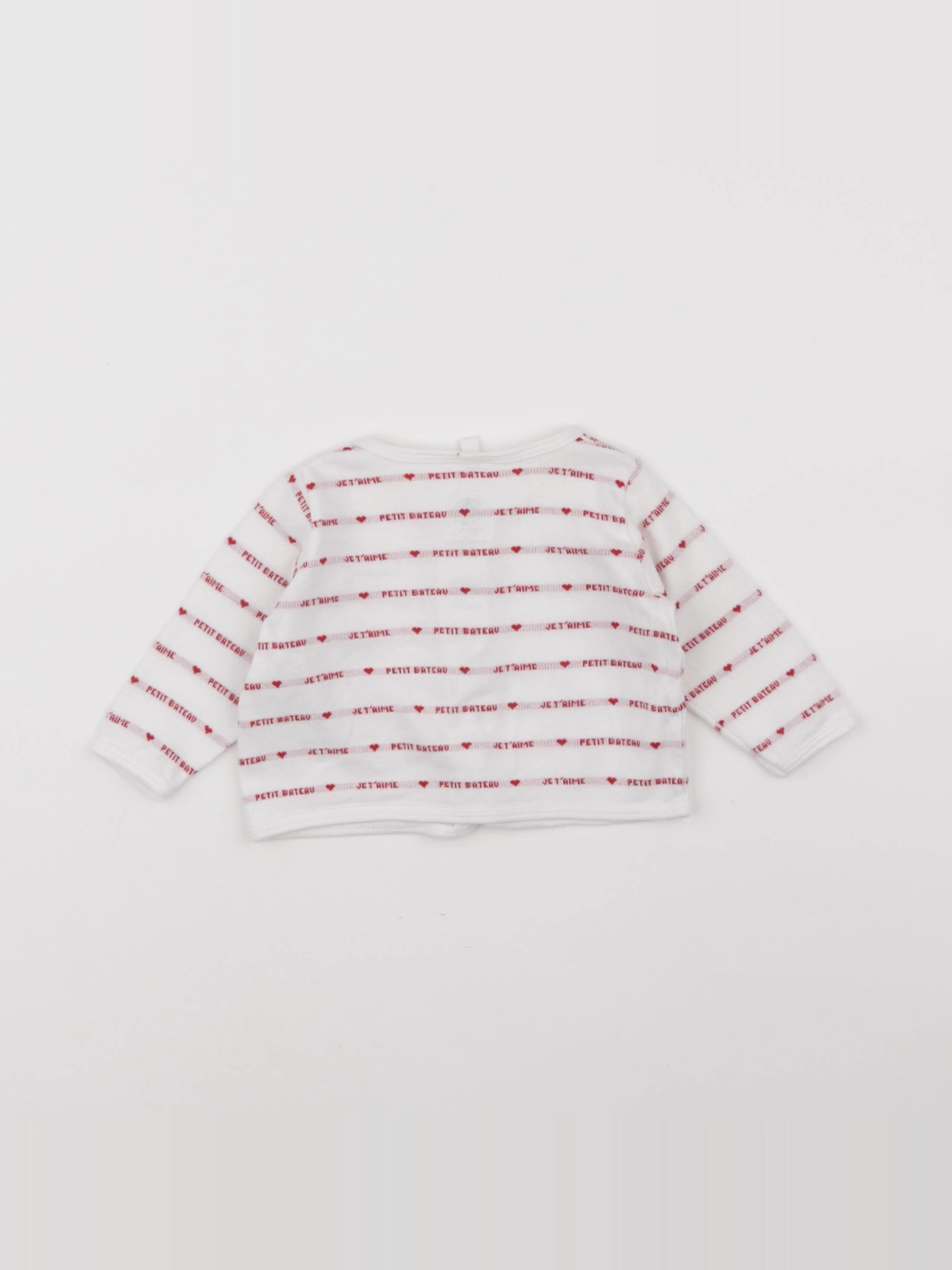 Petit Bateau - tee-shirt blanc, rouge - 6 mois