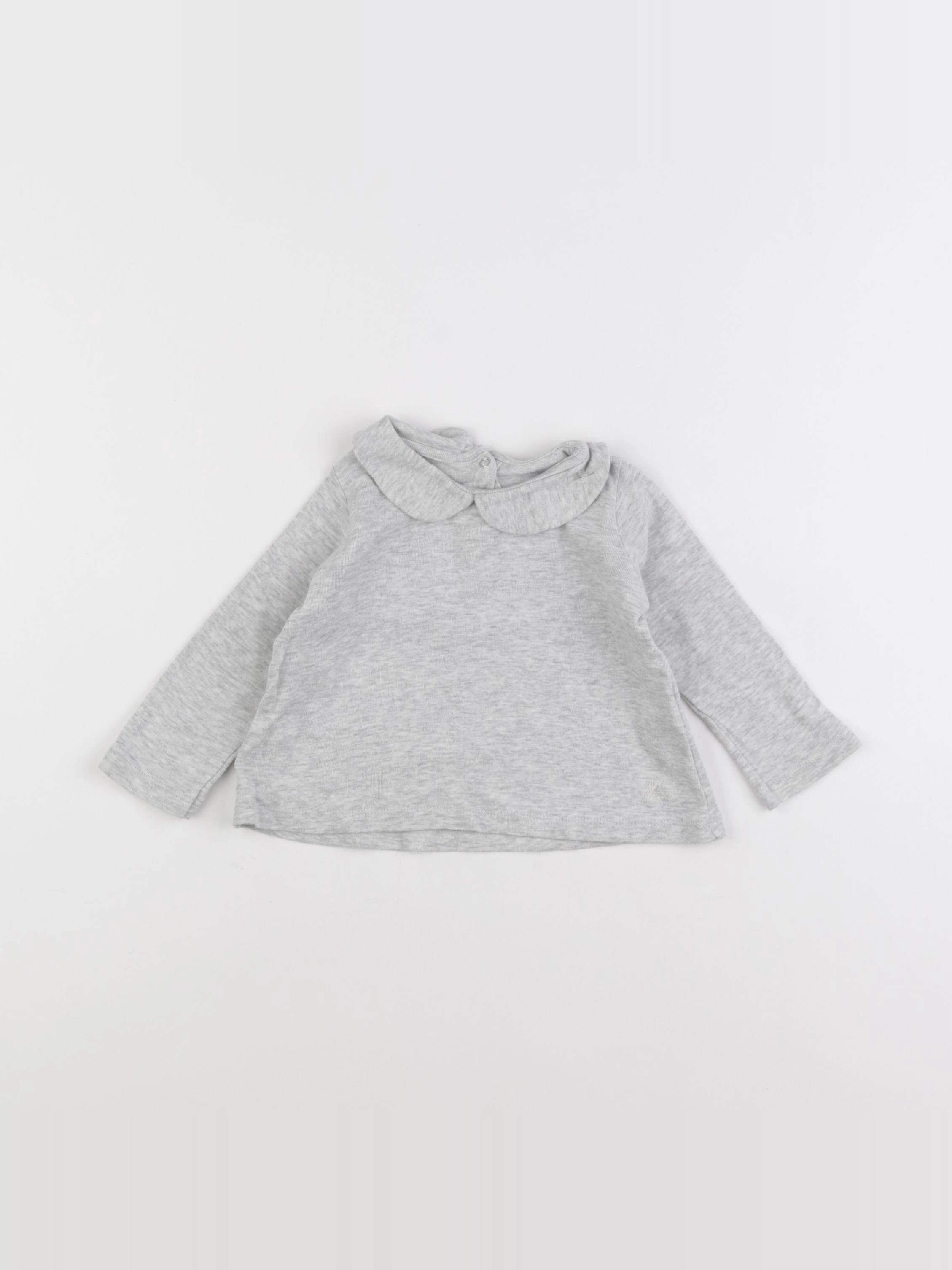 Petit Bateau - tee-shirt gris - 12 mois