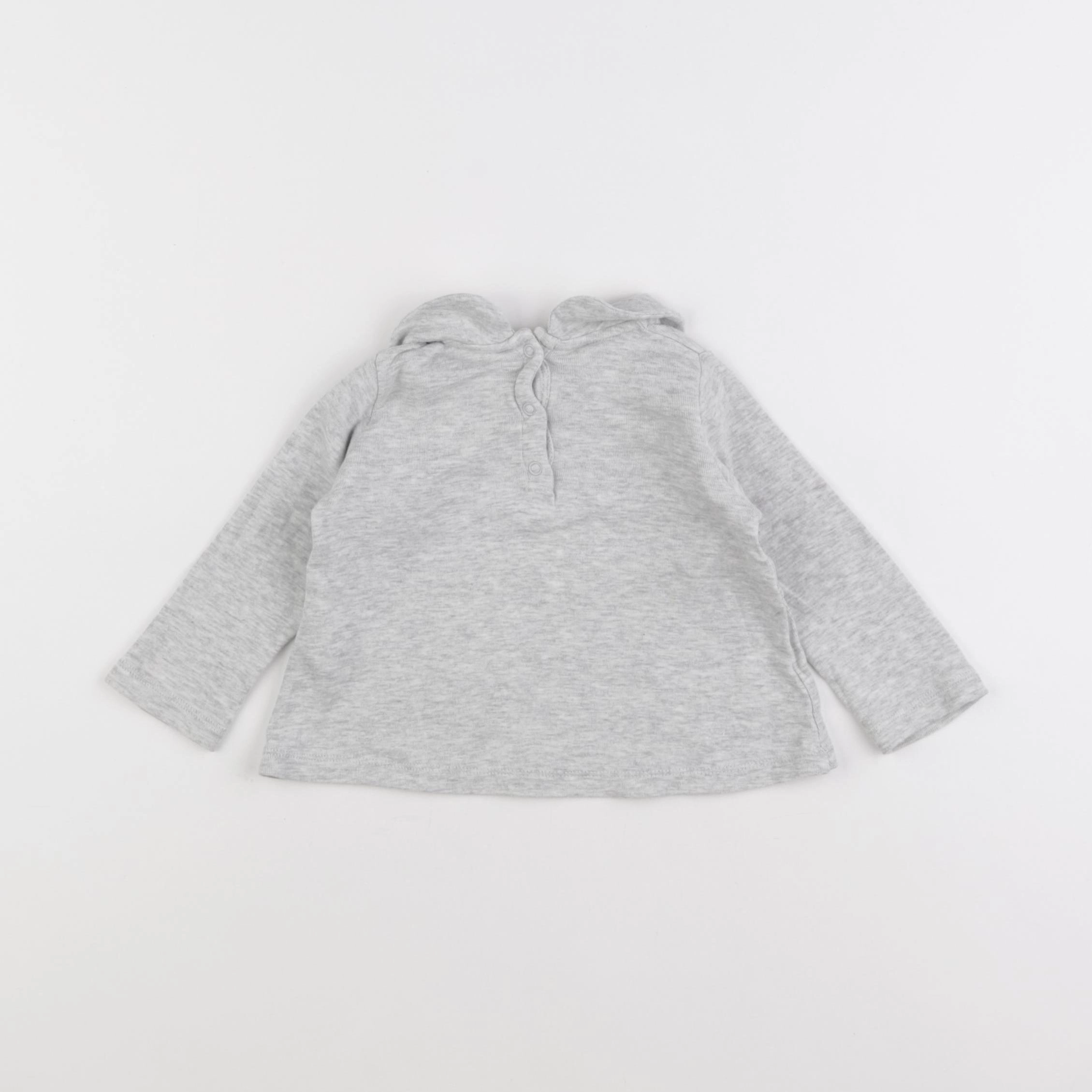 Petit Bateau - tee-shirt gris - 12 mois
