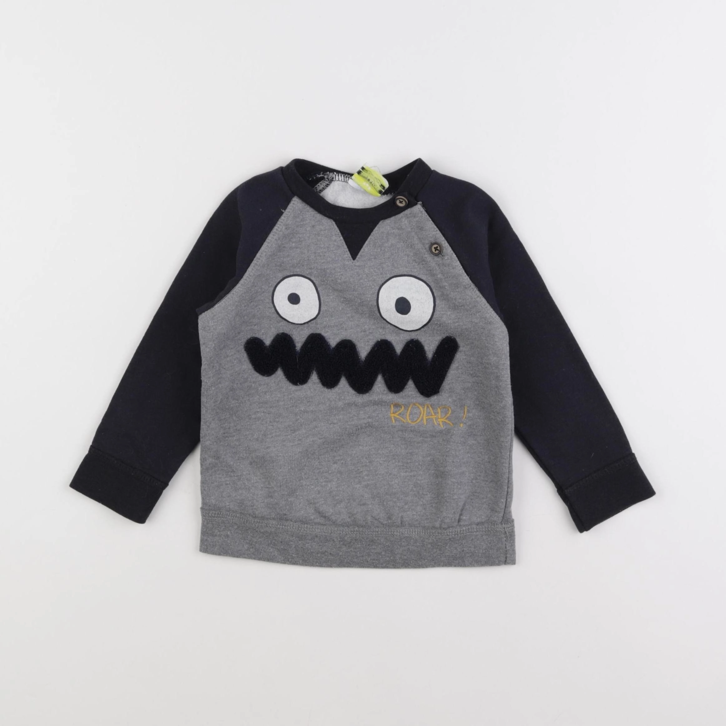 Tape à l'oeil - sweat gris, noir - 18 mois à 2 ans