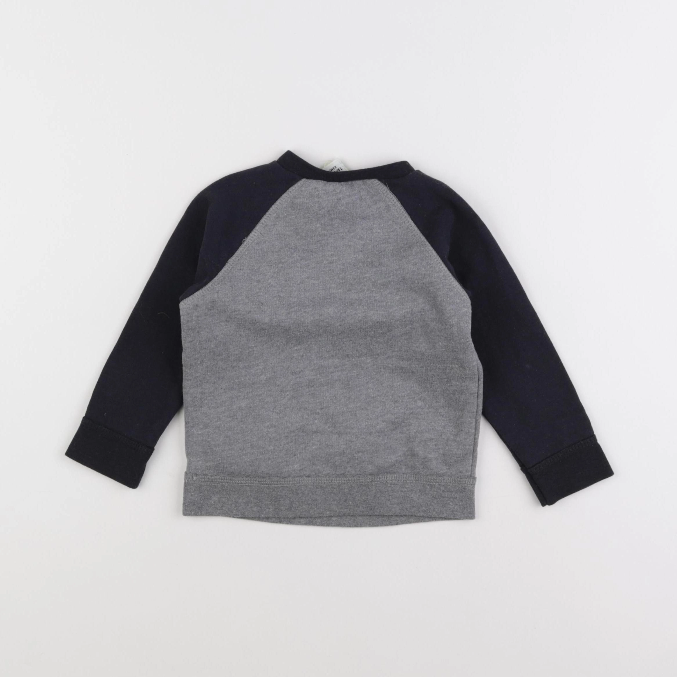 Tape à l'oeil - sweat gris, noir - 18 mois à 2 ans