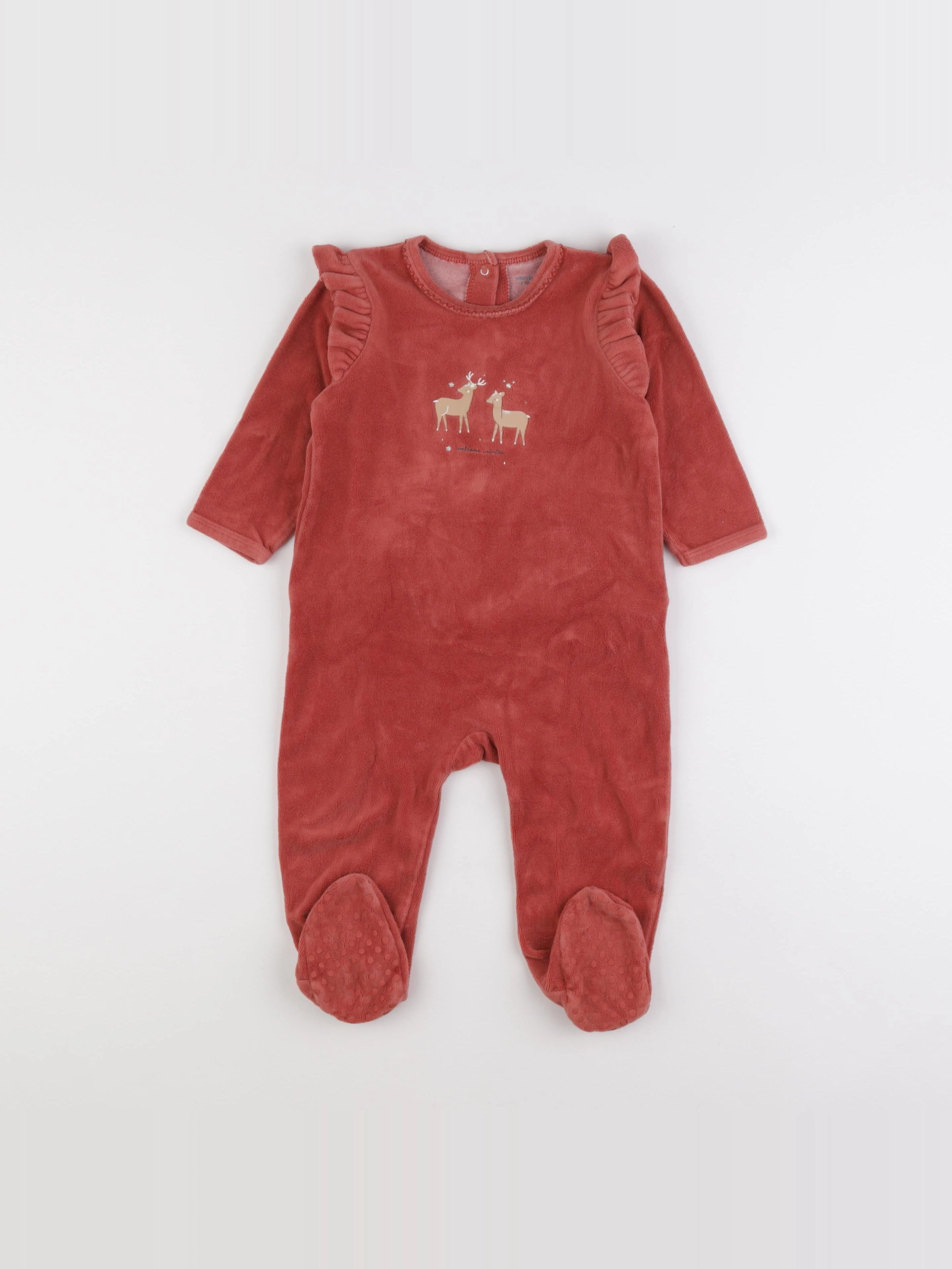 Vertbaudet - pyjama velours rouge - 18 mois