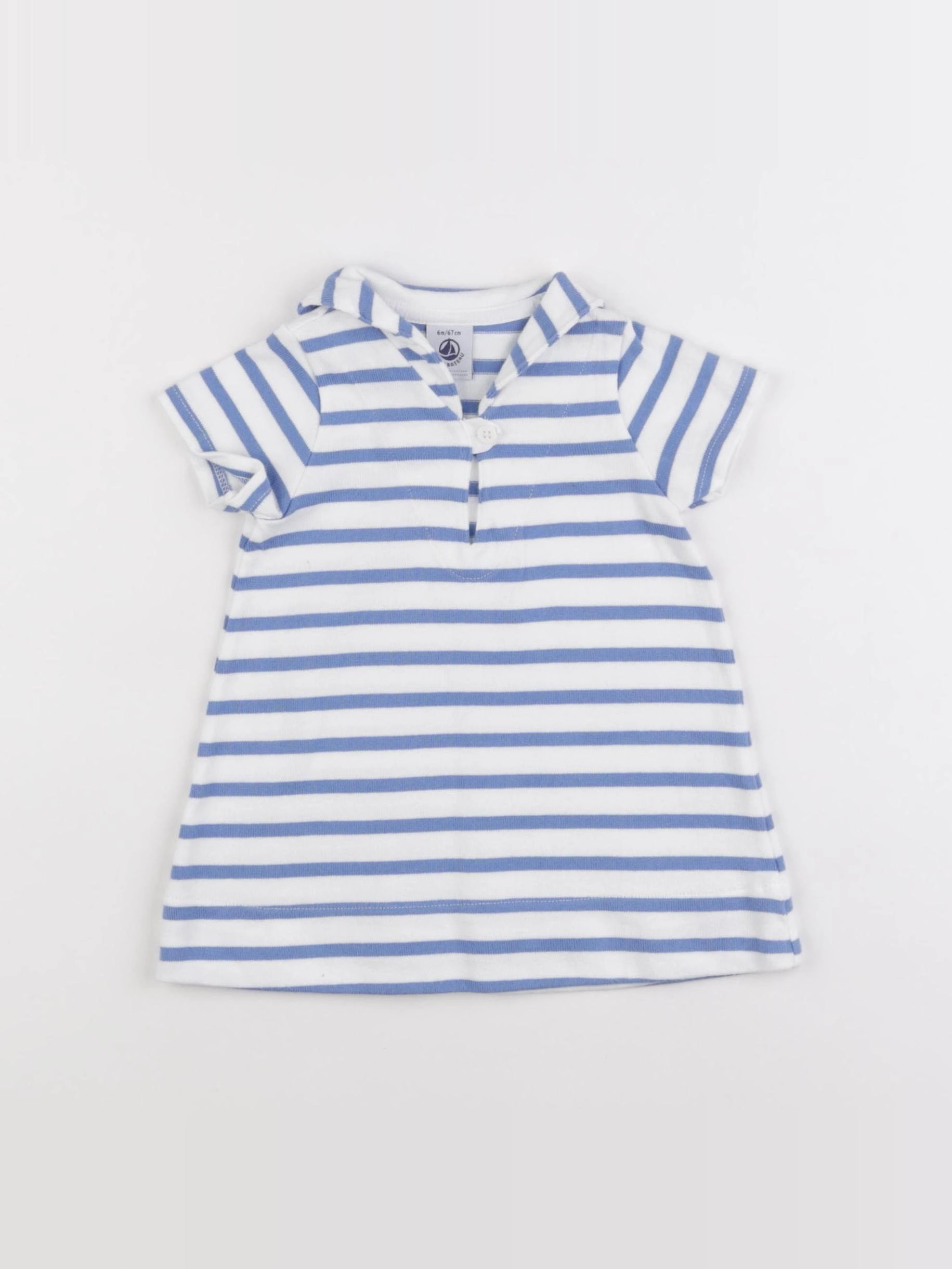 Petit Bateau - robe bleu, blanc - 6 mois