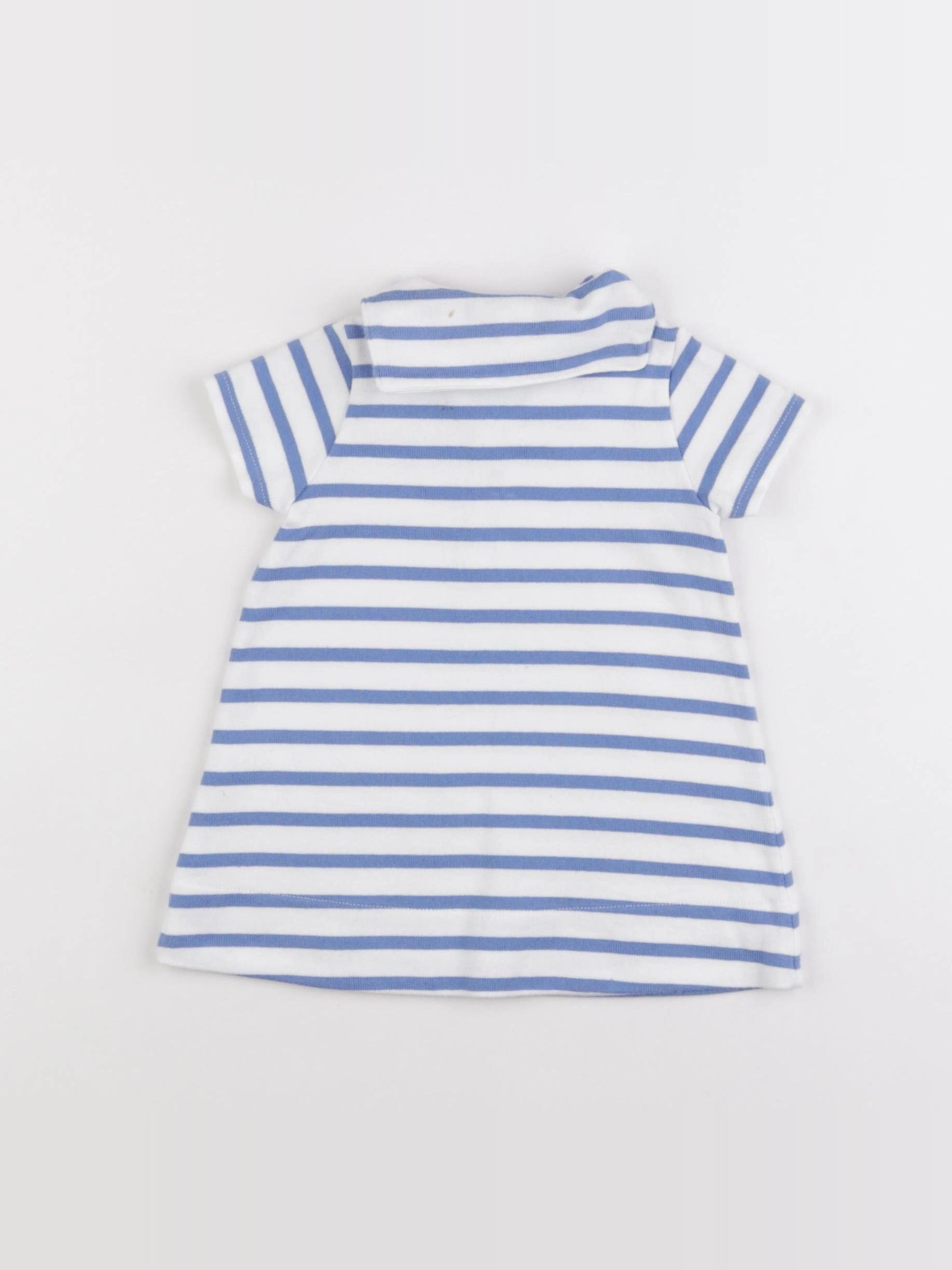 Petit Bateau - robe bleu, blanc - 6 mois