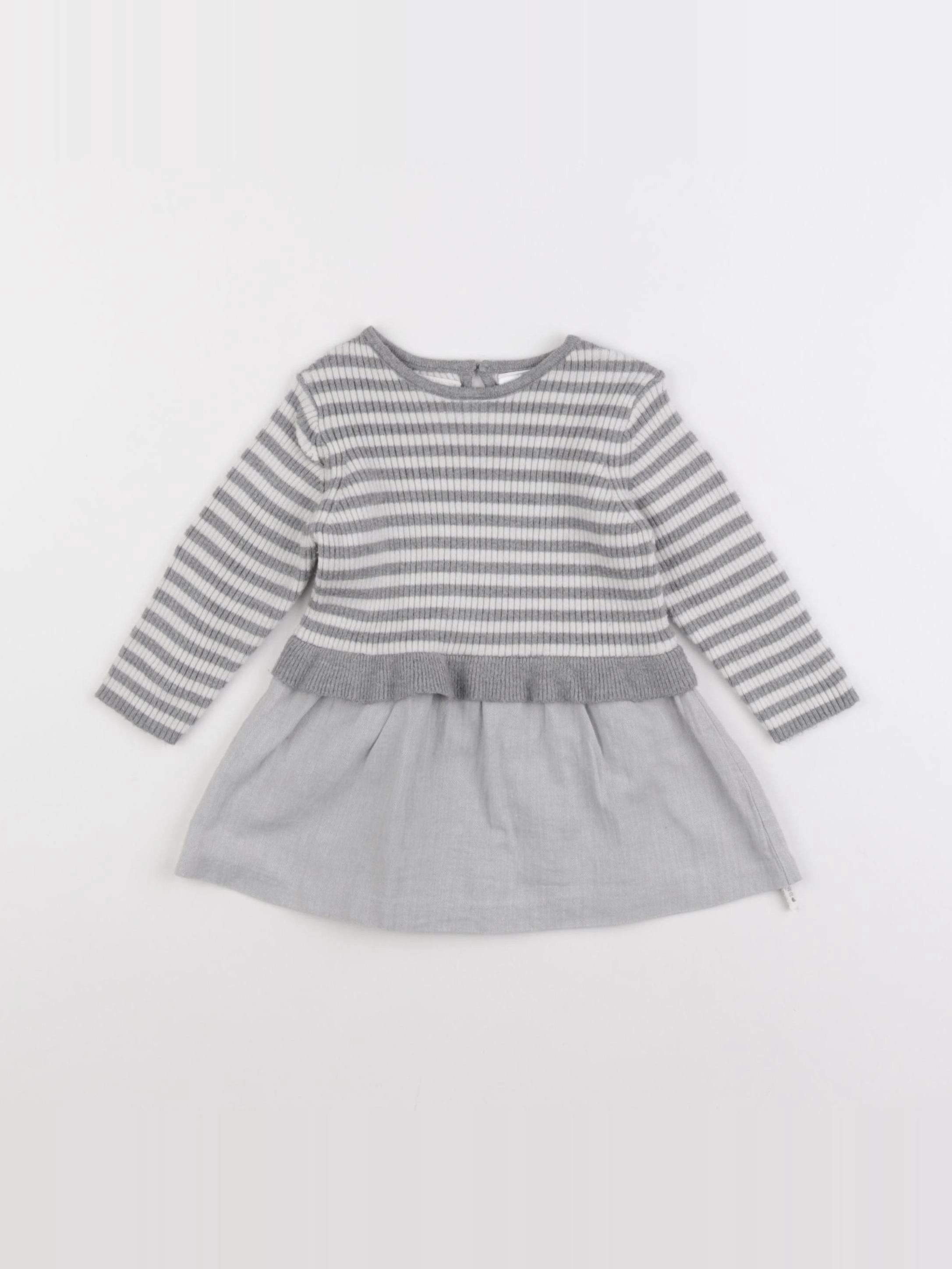 Zara - robe gris - 6/9 mois