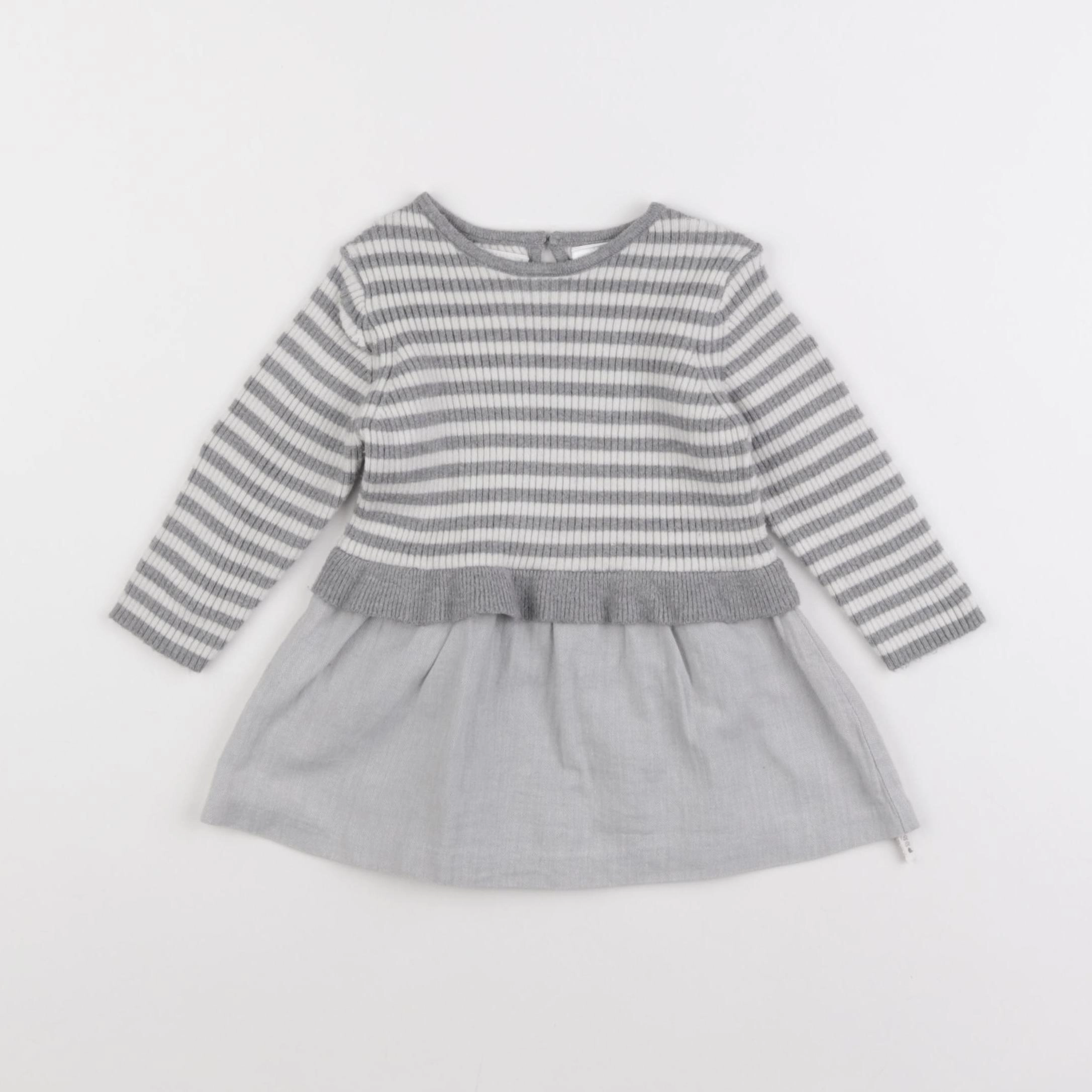 Zara - robe gris - 6/9 mois