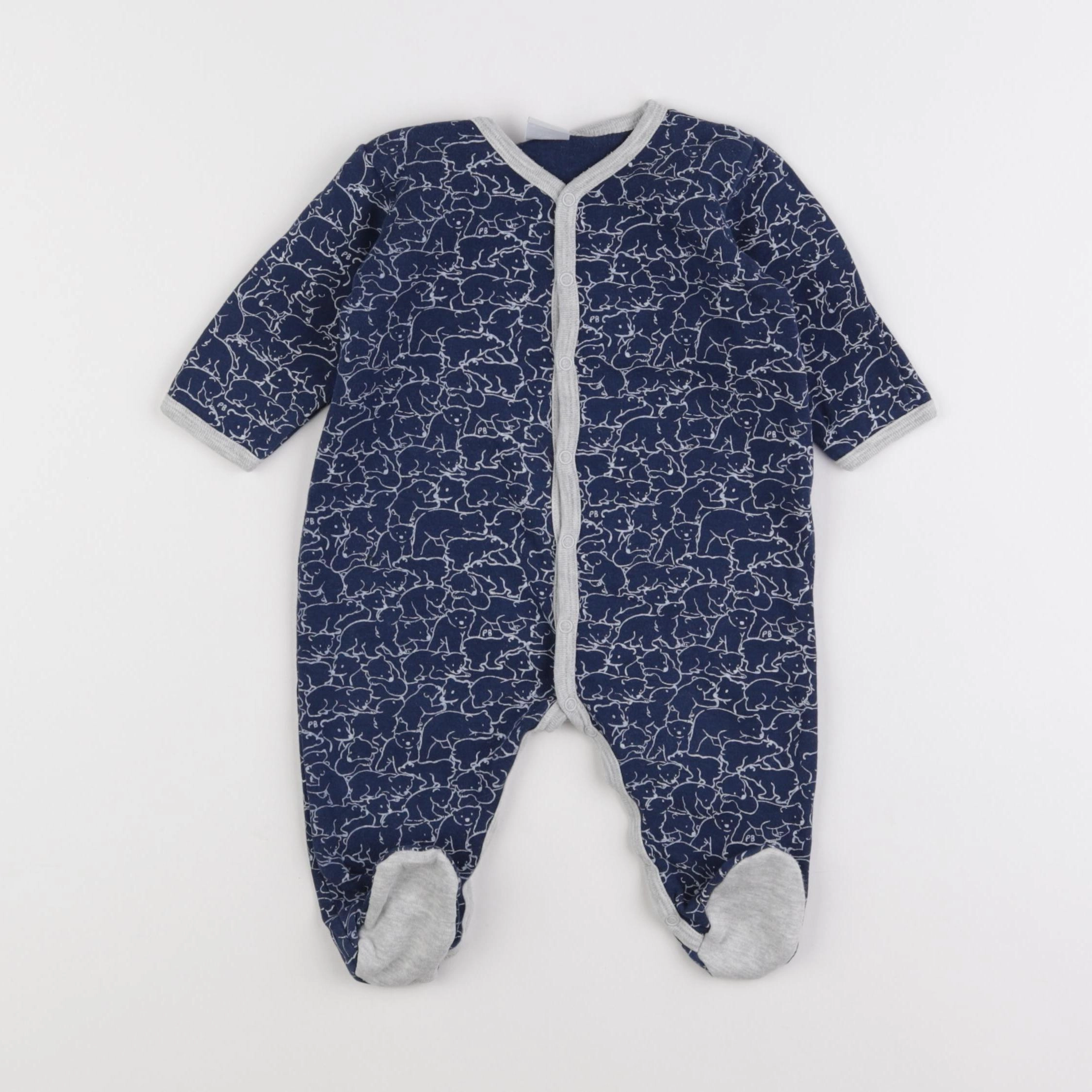Petit Bateau - pyjama coton bleu - 6 mois