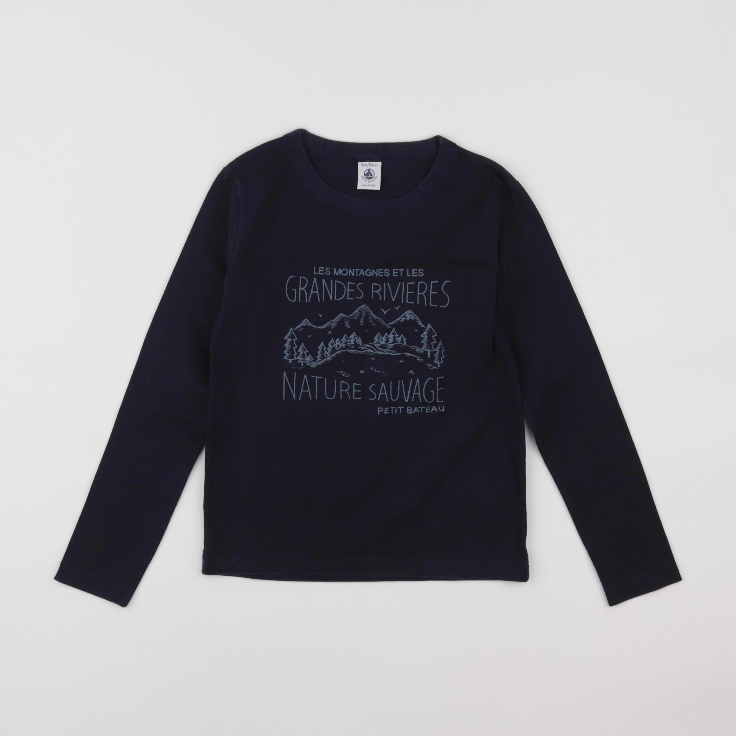 Petit Bateau - tee-shirt bleu - 8 ans