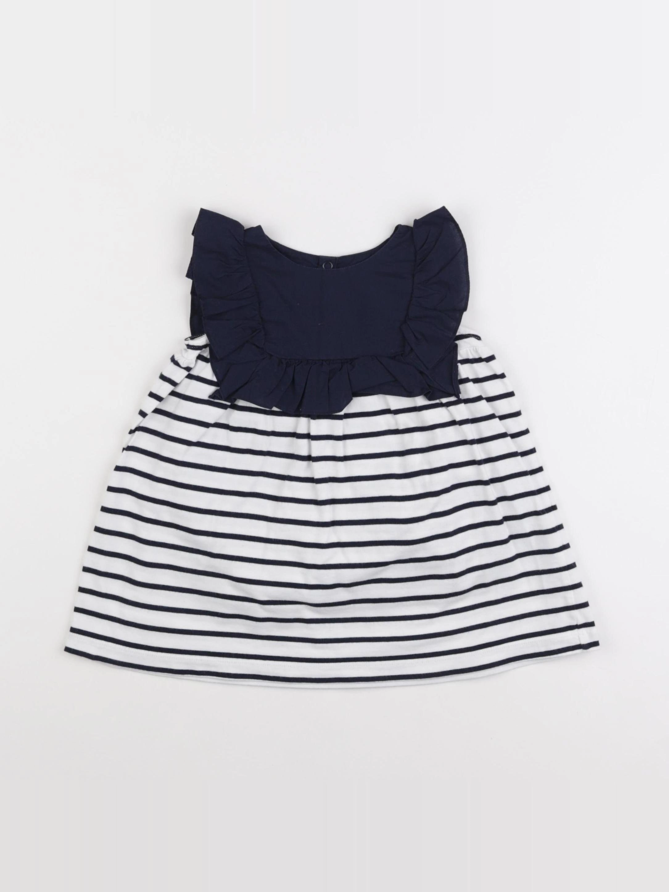 Jacadi - robe blanc, bleu - 18 mois