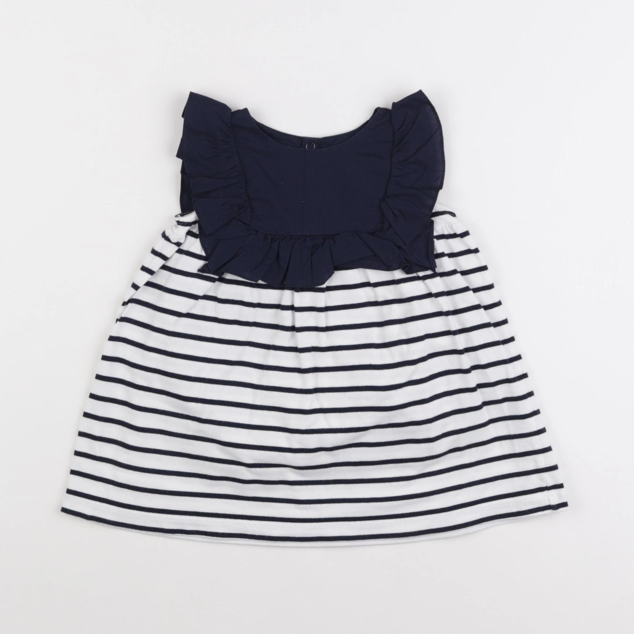 Jacadi - robe blanc, bleu - 18 mois