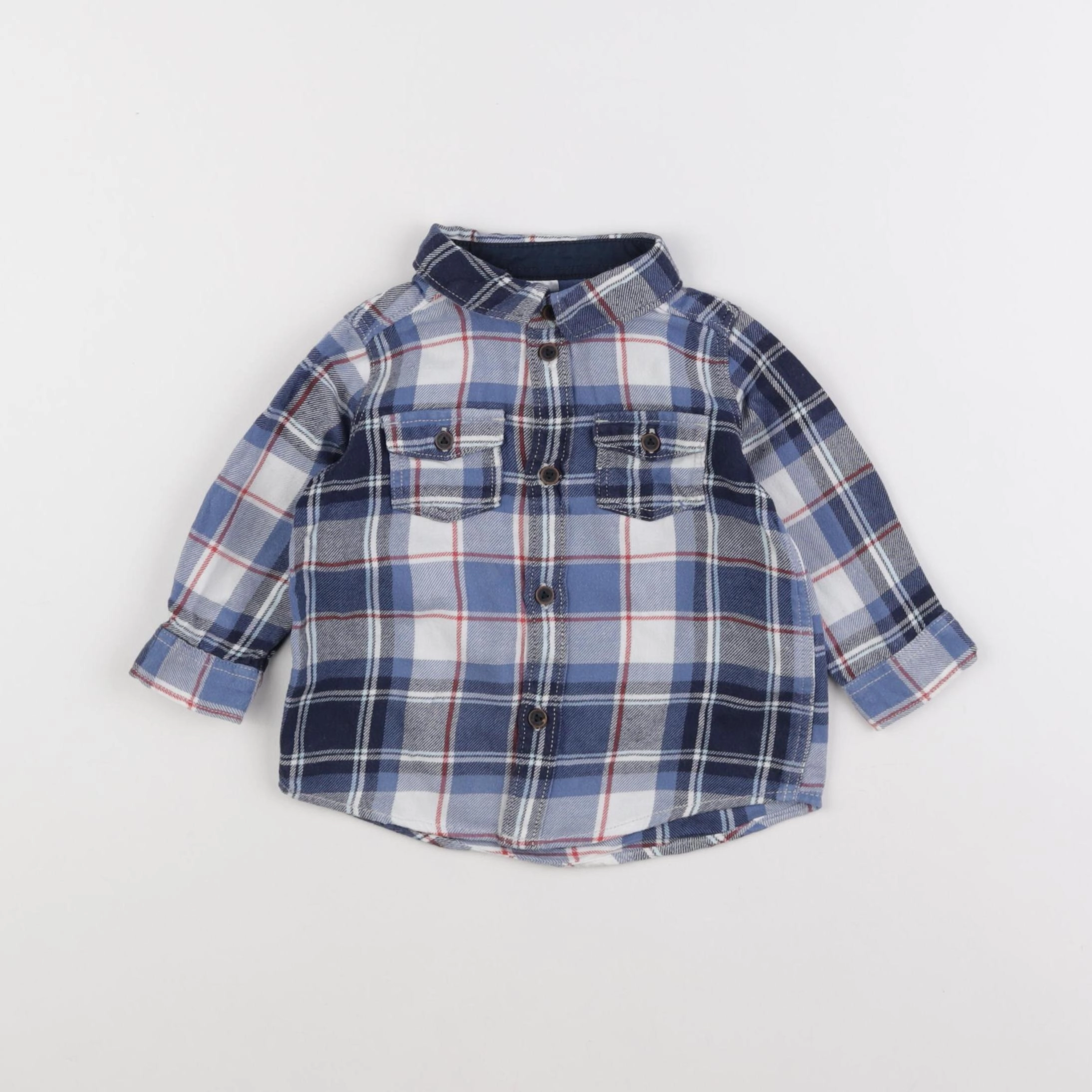 H&M - chemise blanc, bleu - 6 mois