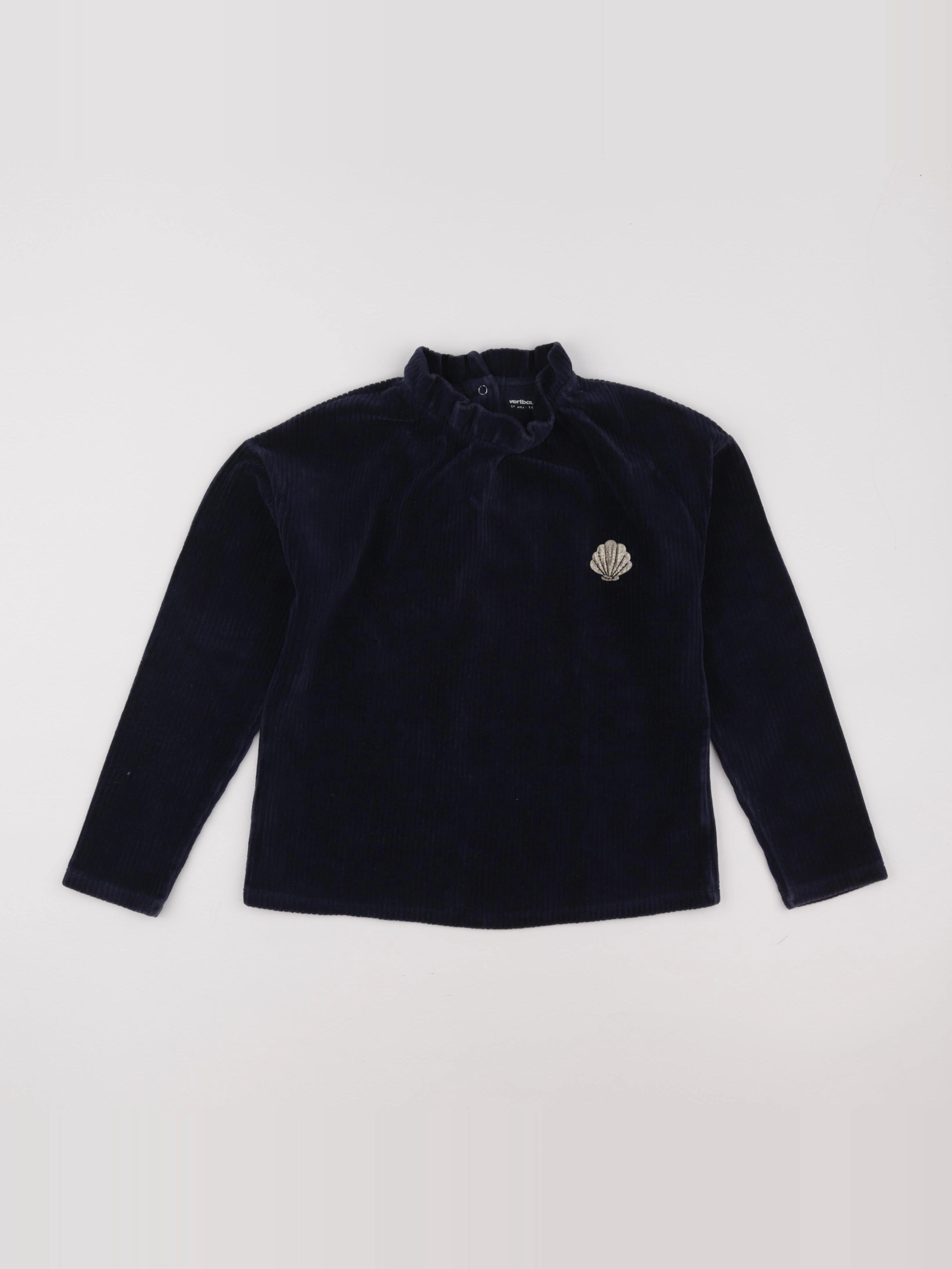Vertbaudet - sweat velours bleu - 10 ans