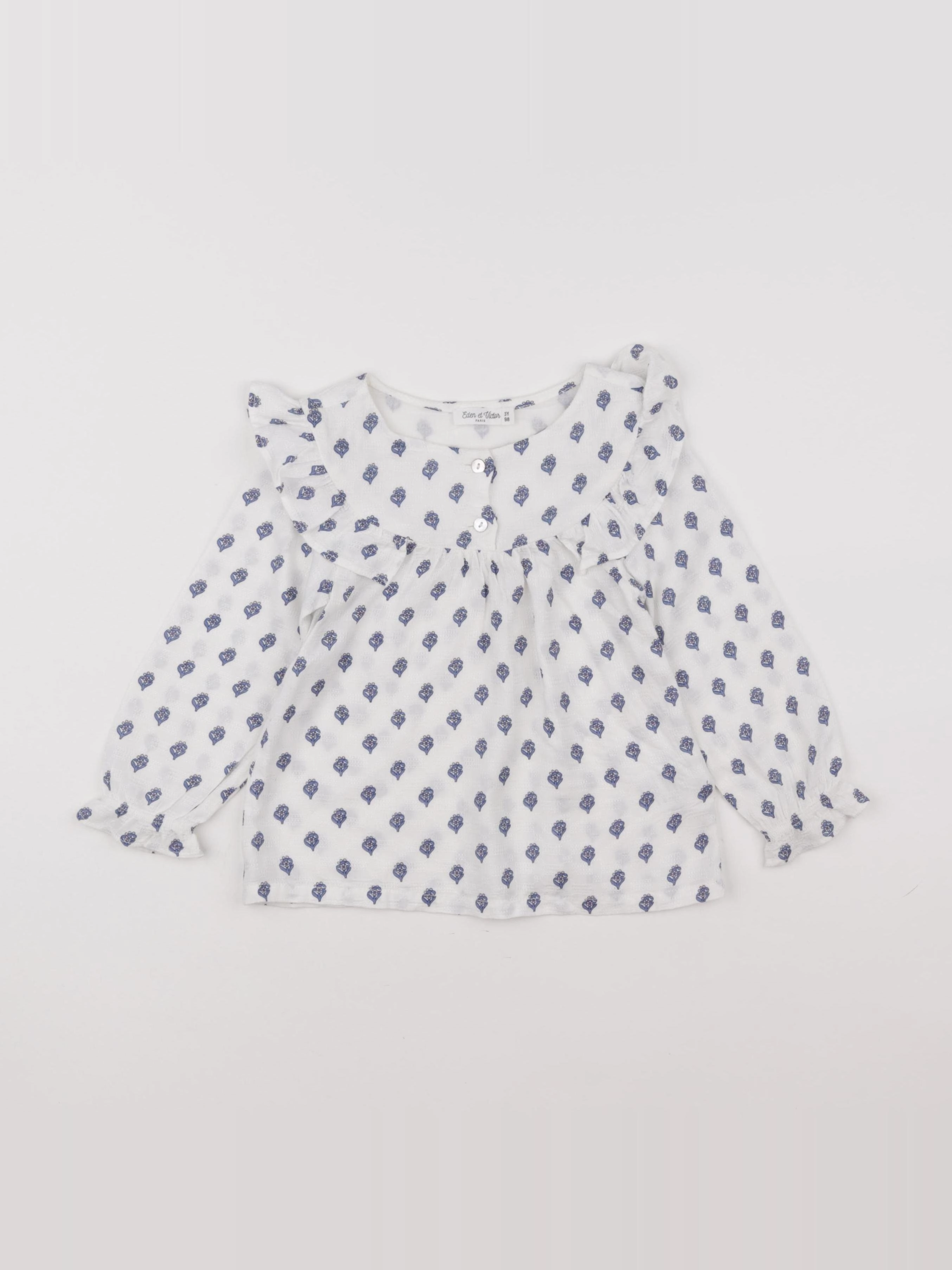 Eden & Victor - blouse blanc, bleu - 3 ans