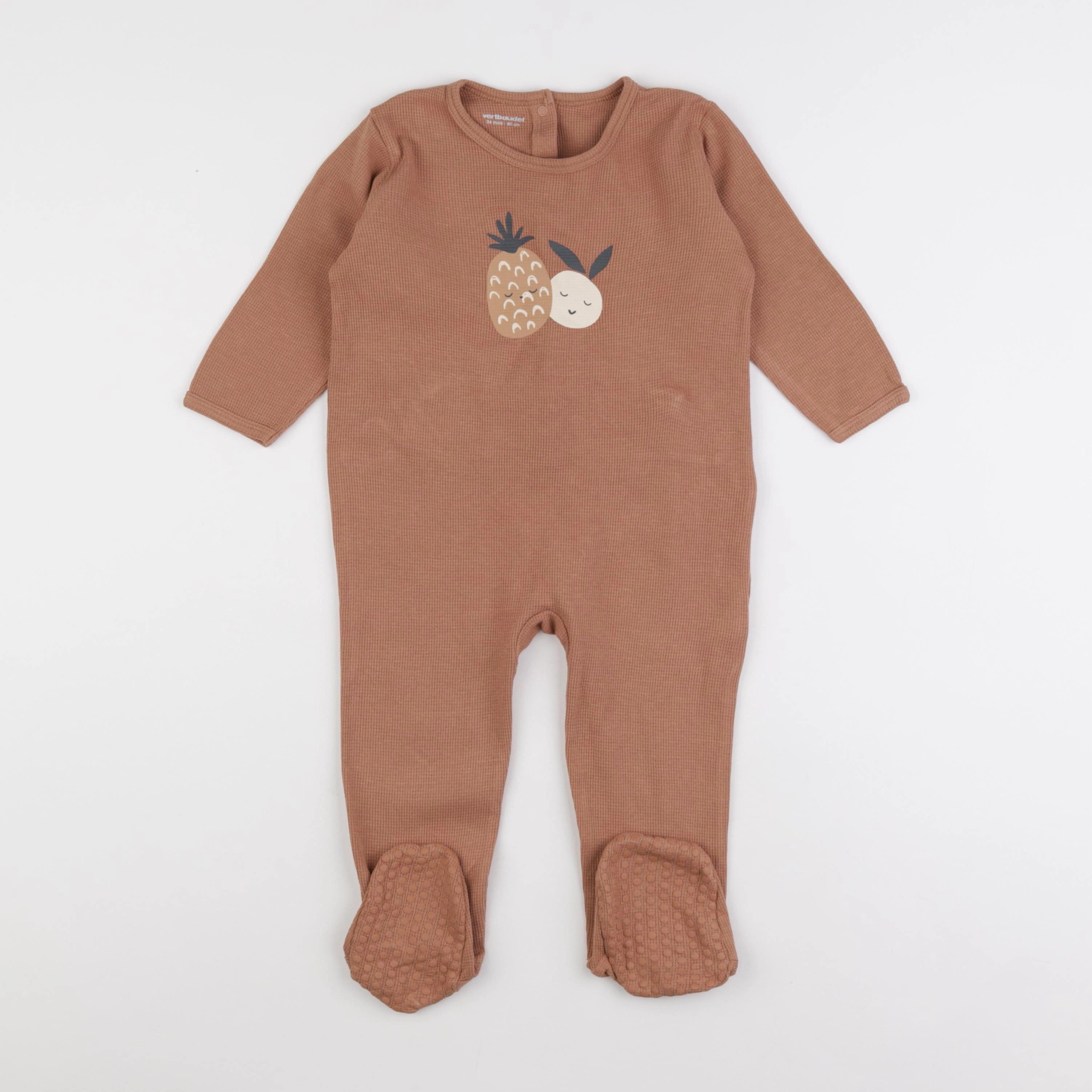 Vertbaudet - pyjama coton marron - 24 mois
