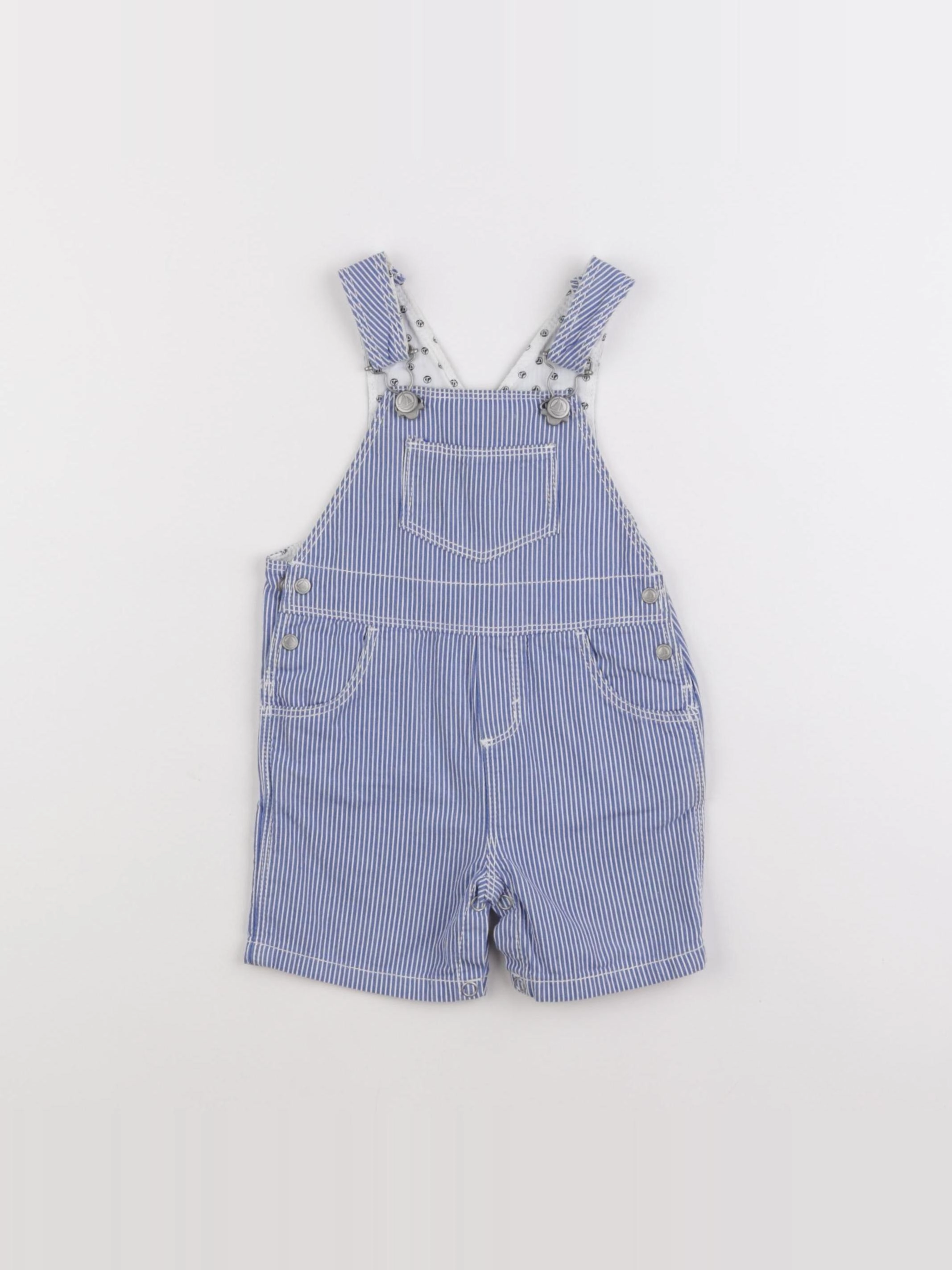 Petit Bateau - salopette blanc, bleu - 6 mois