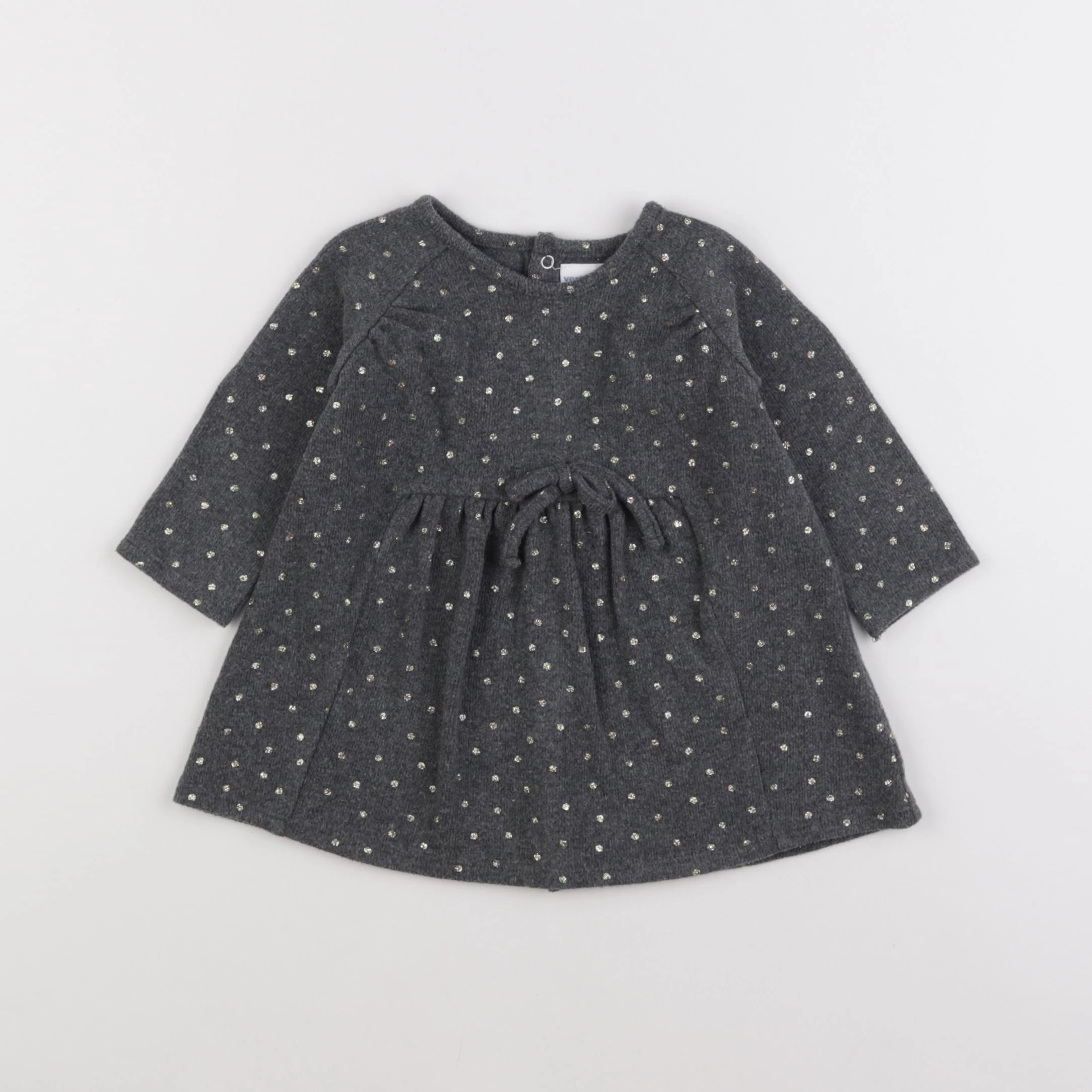 Vertbaudet - robe gris, or - 9 mois