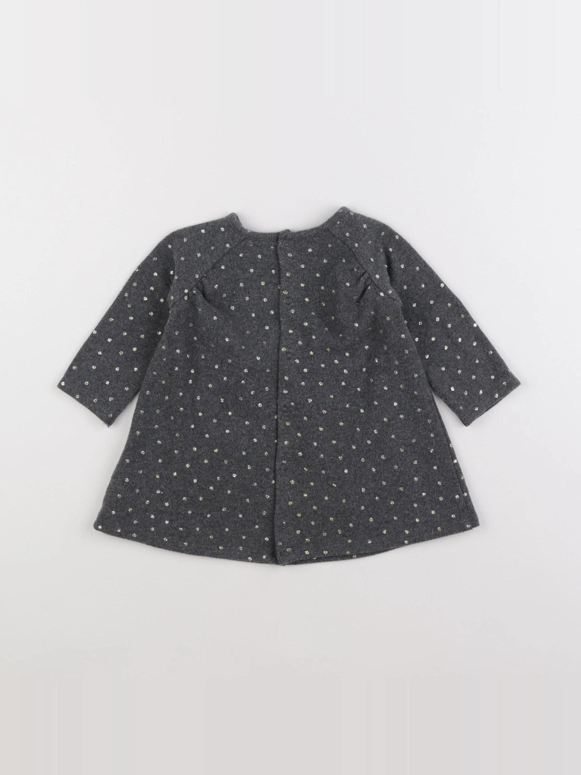 Vertbaudet - robe gris, or - 9 mois