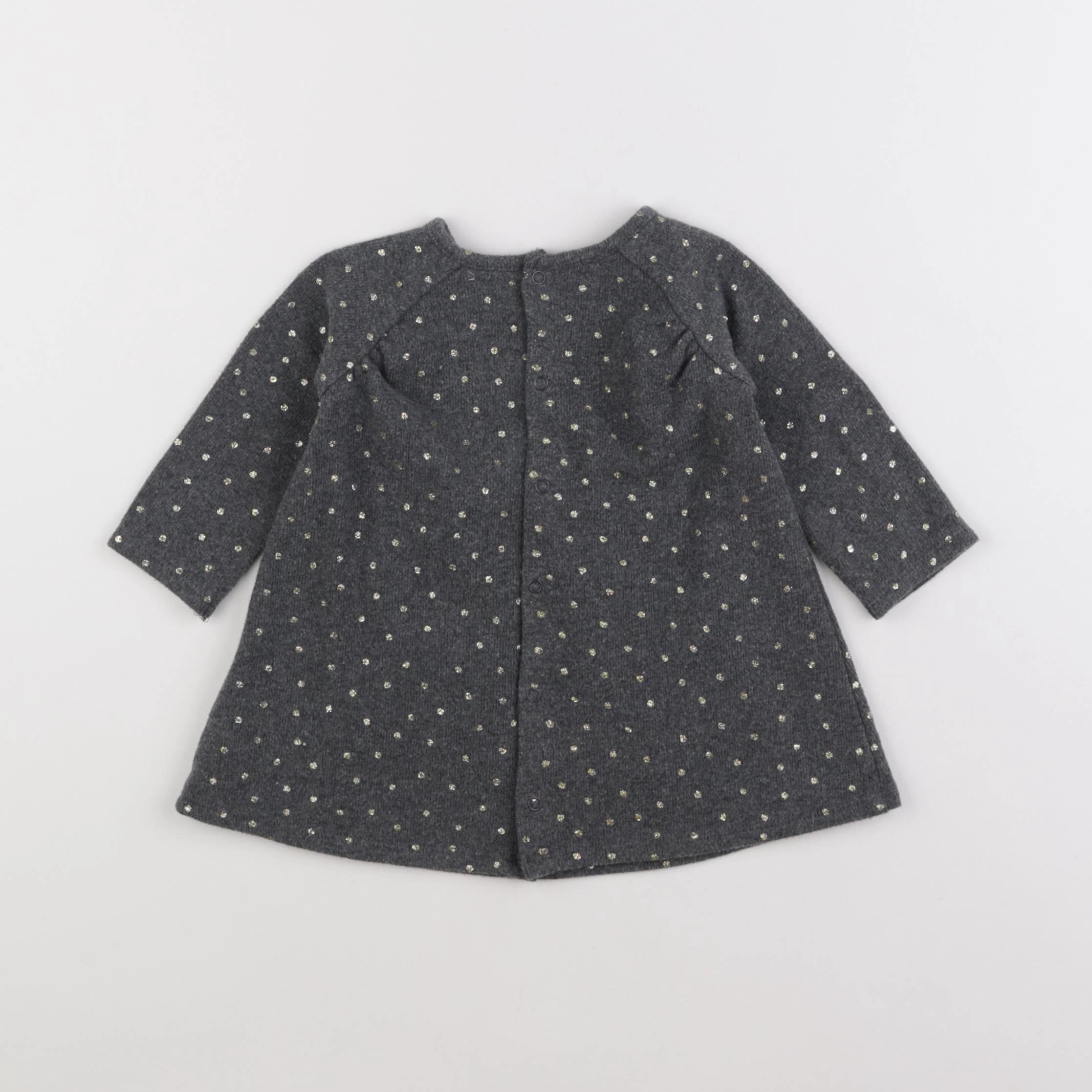 Vertbaudet - robe gris, or - 9 mois