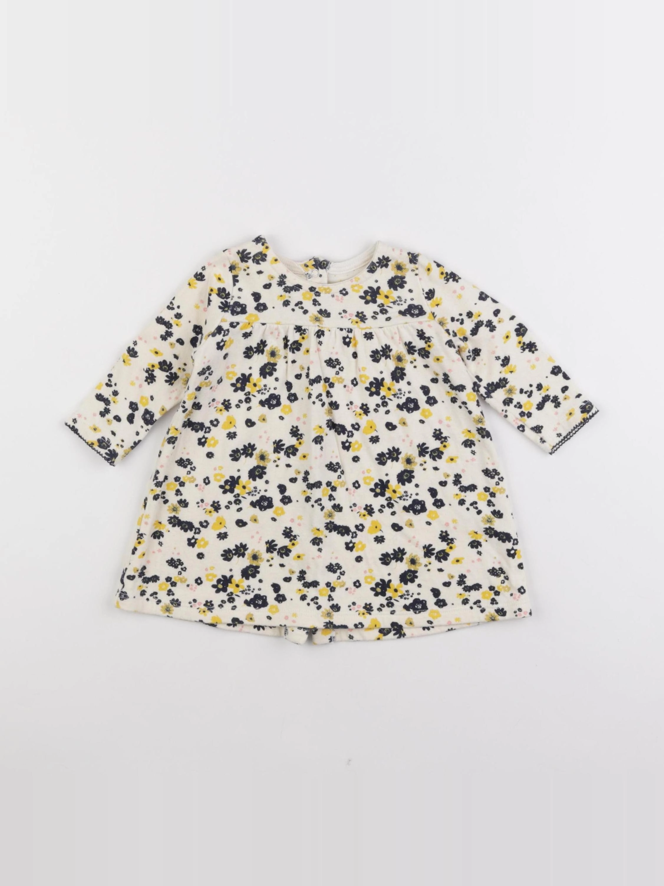 Petit Bateau - robe blanc, bleu - 6 mois
