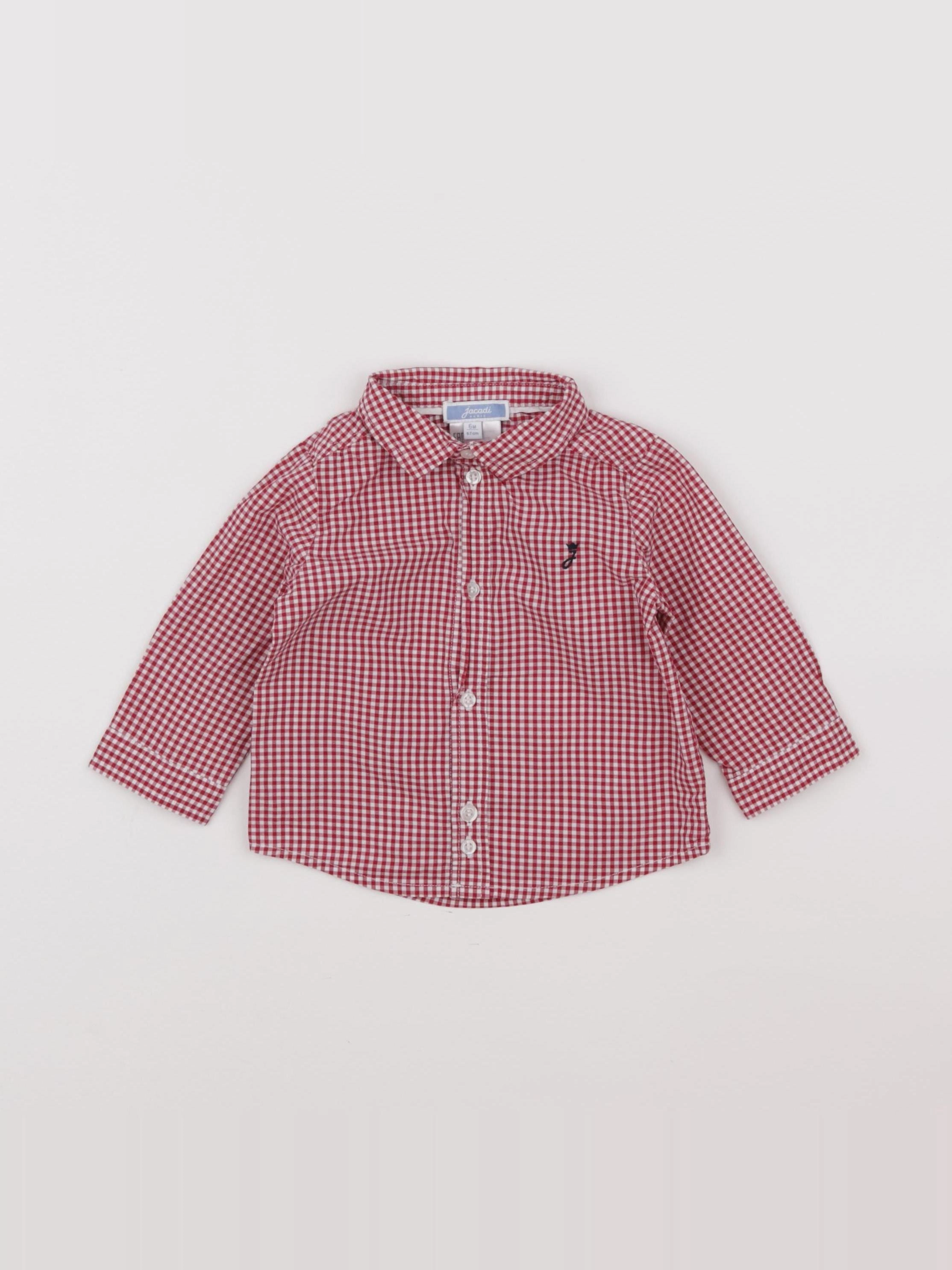 Jacadi - chemise blanc, rouge - 6 mois