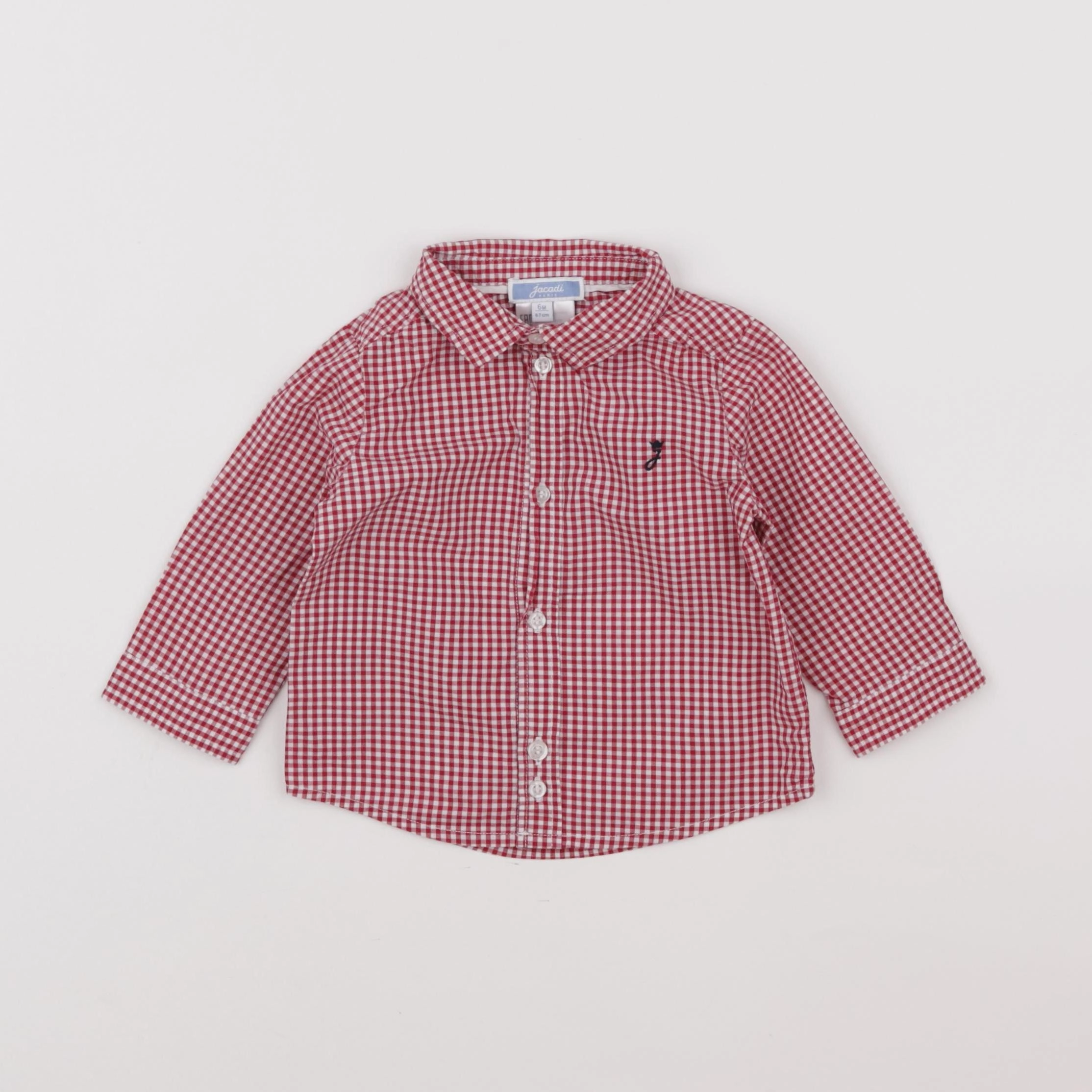 Jacadi - chemise blanc, rouge - 6 mois