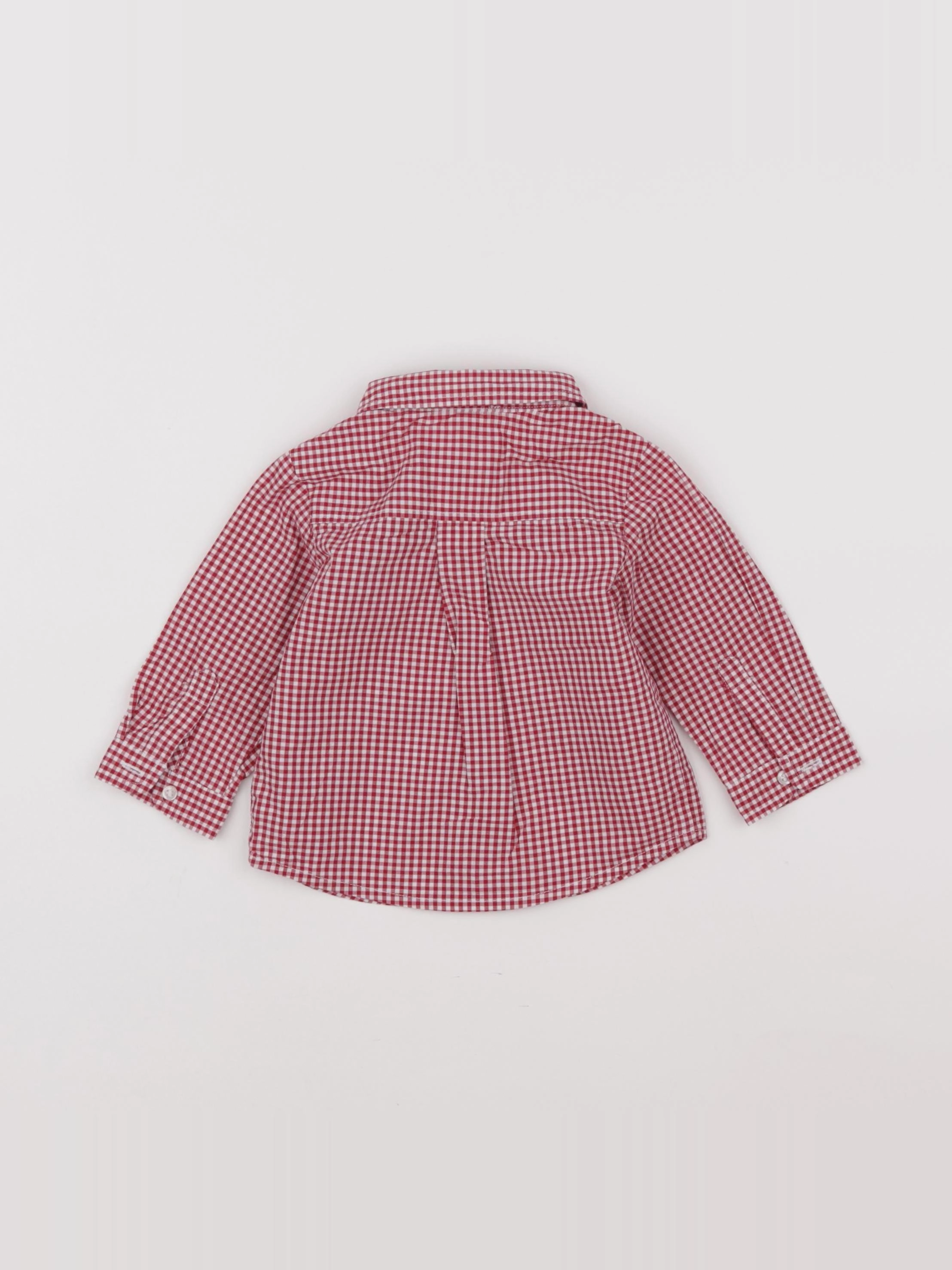 Jacadi - chemise blanc, rouge - 6 mois