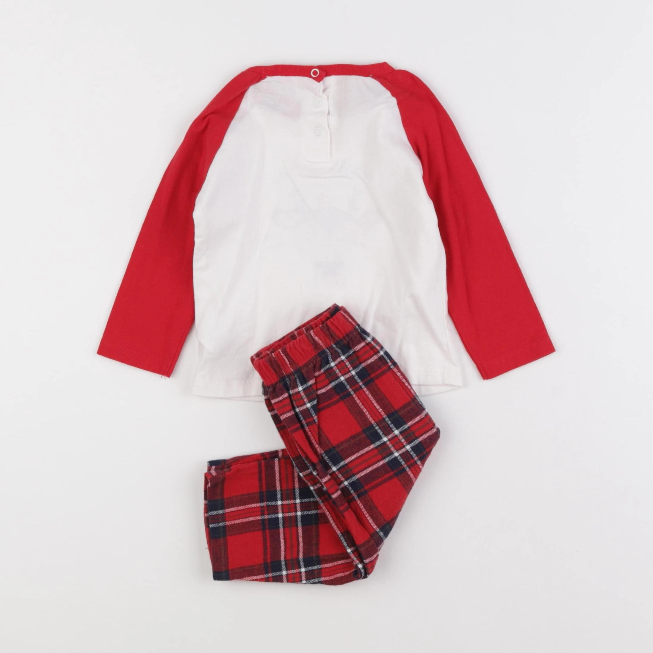 Vertbaudet - pyjama coton blanc, rouge - 12 mois