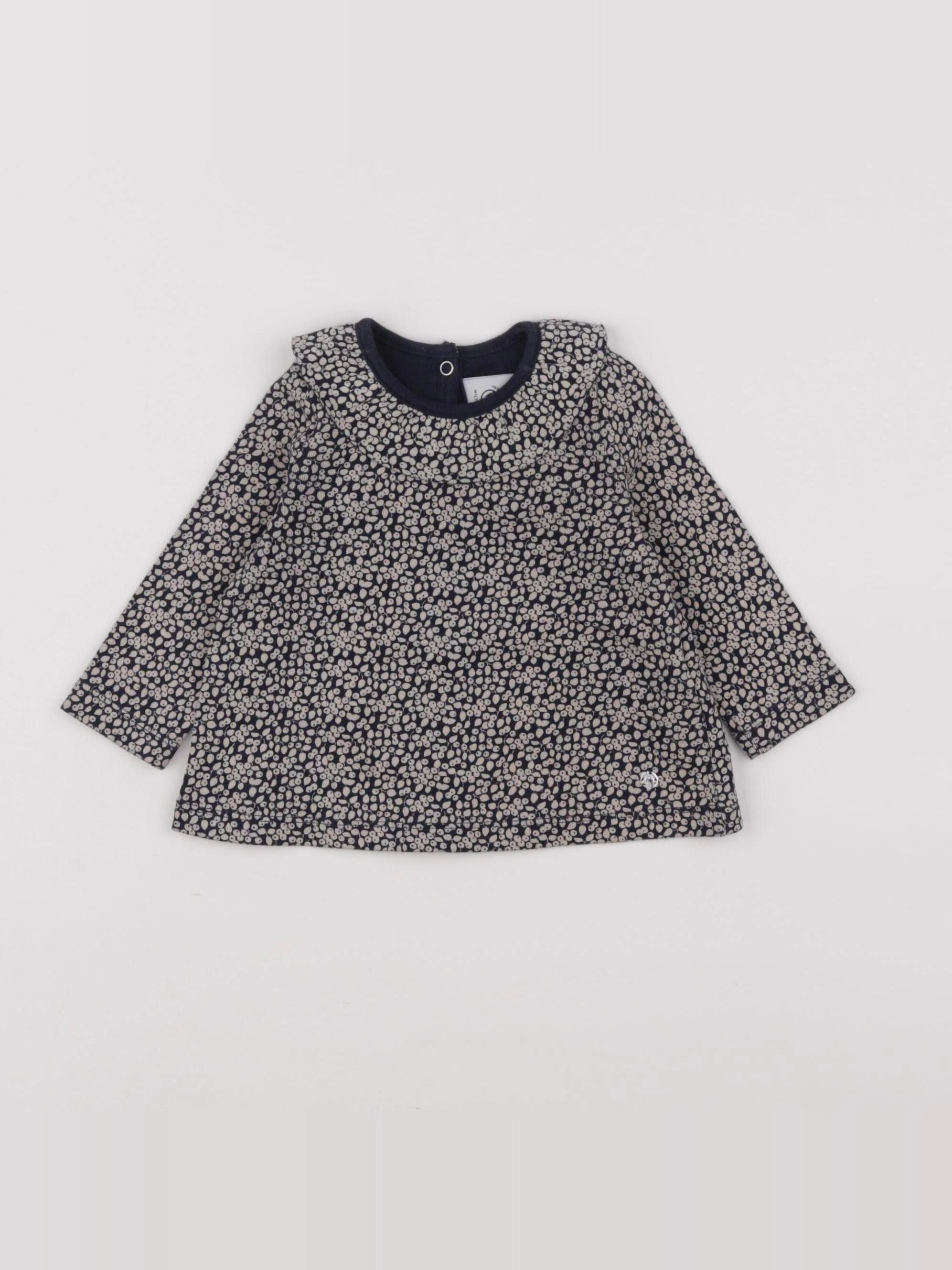 Petit Bateau - tee-shirt bleu - 6 mois