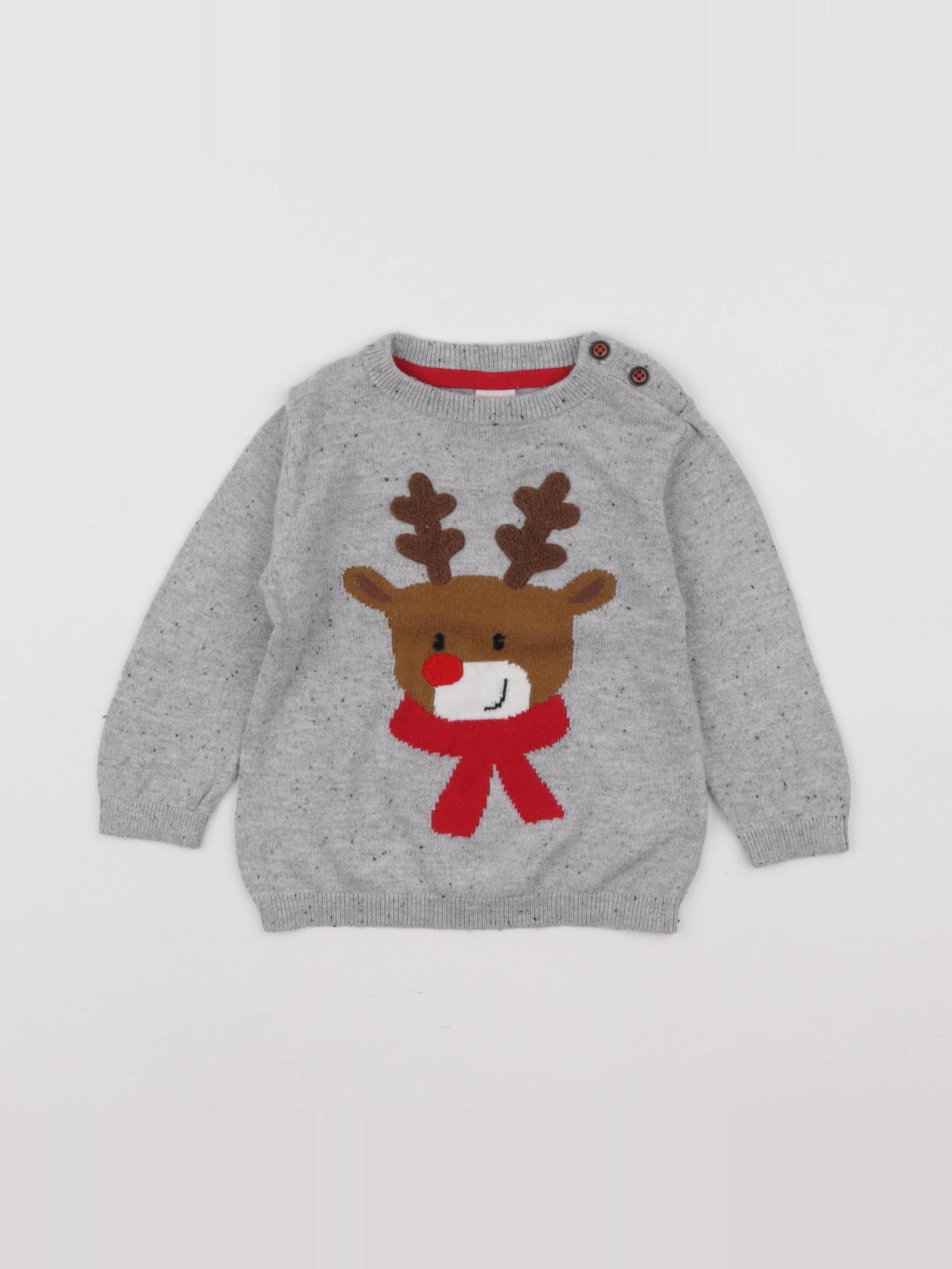H&M - pull gris - 3/6 mois