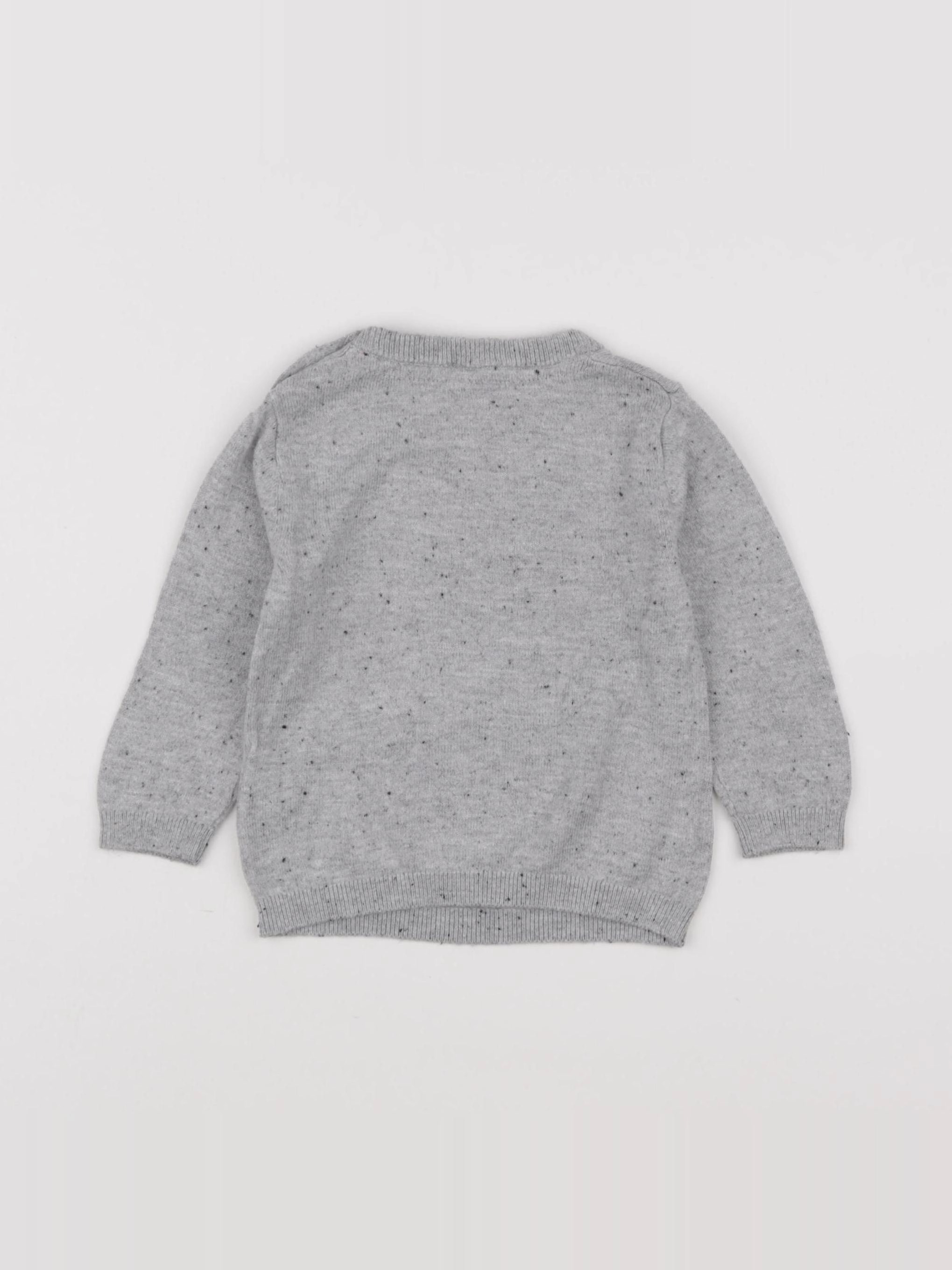 H&M - pull gris - 3/6 mois
