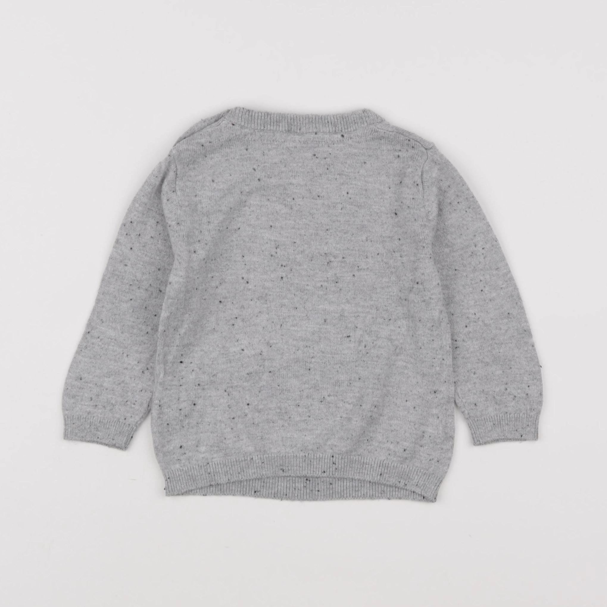 H&M - pull gris - 3/6 mois